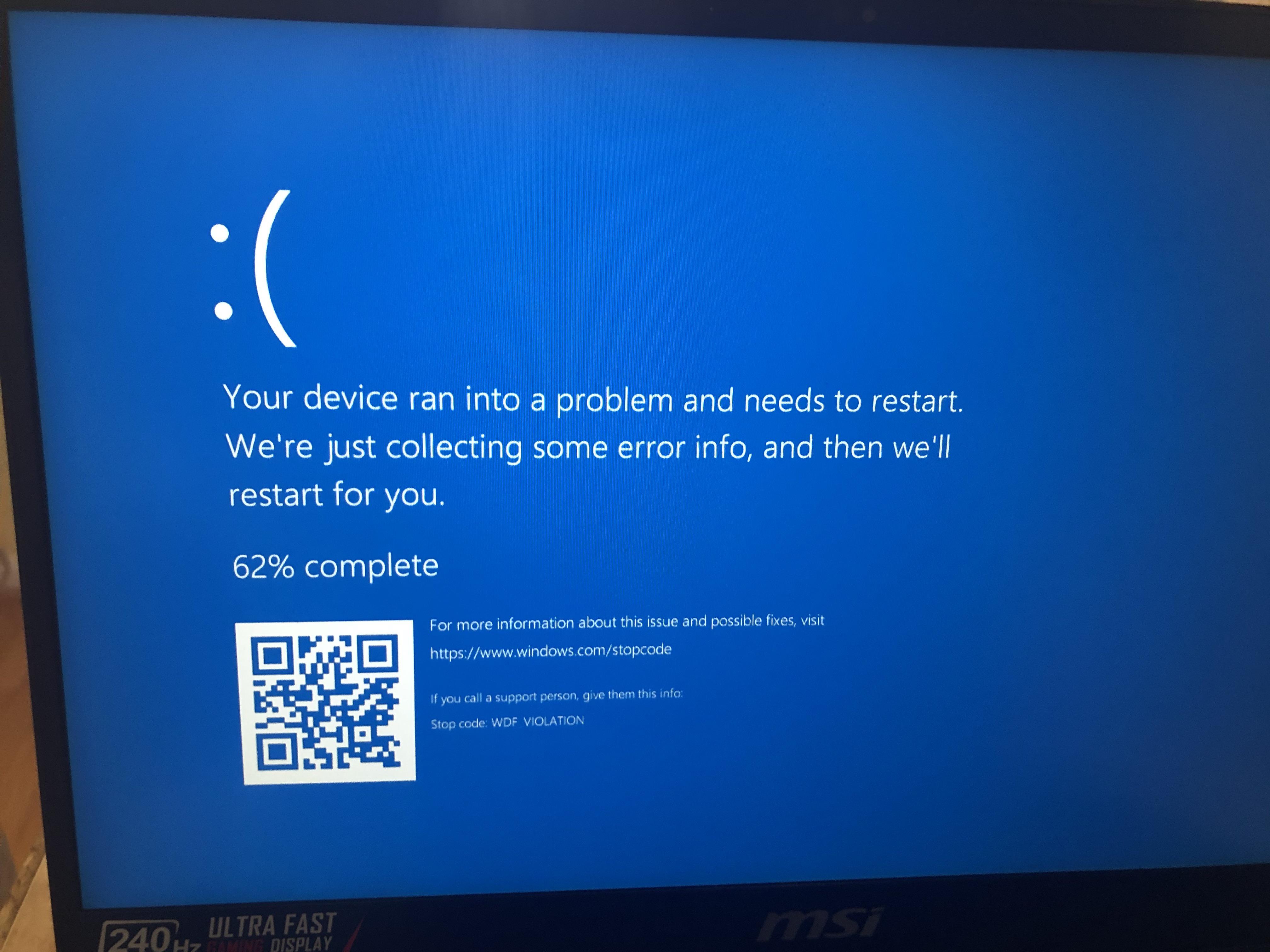 always restarts when turning on laptop after it went idle/sleep. help