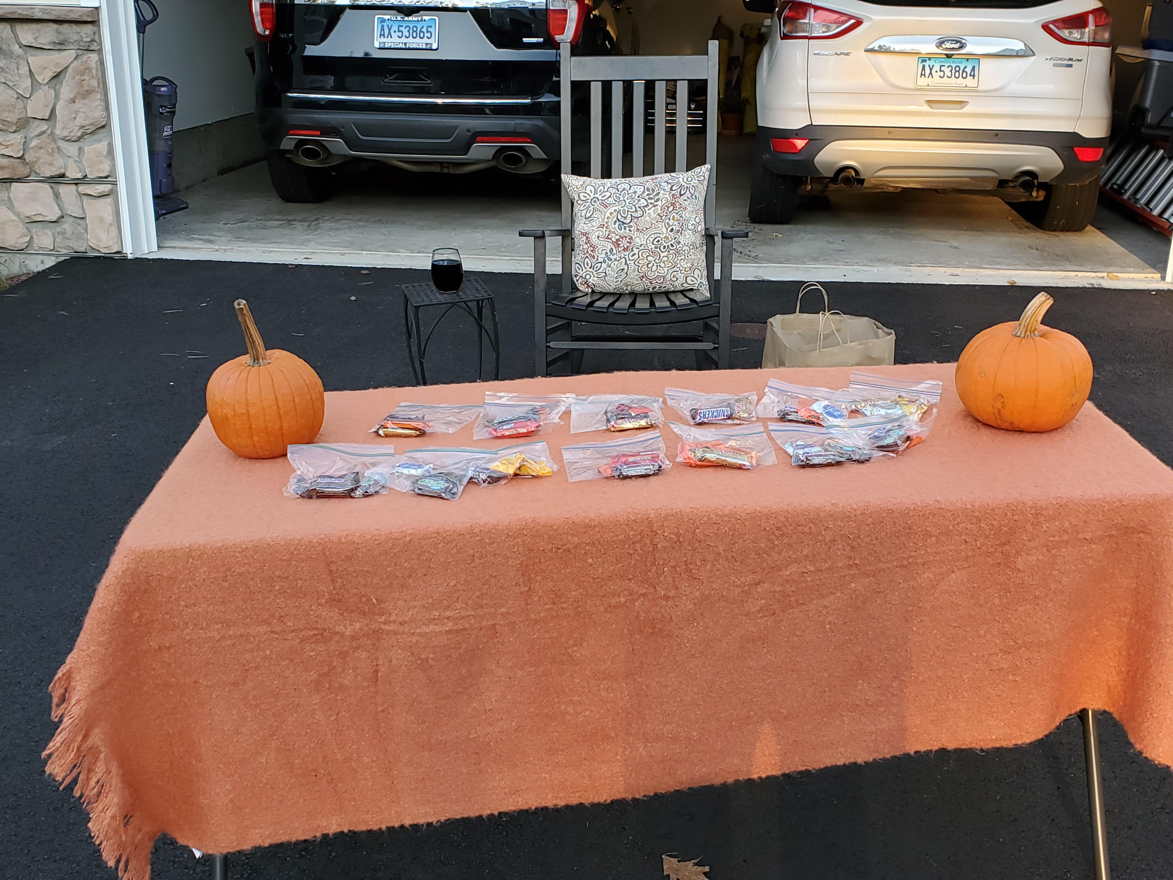 Simple Halloween candy delivery system during Covid....can't take it