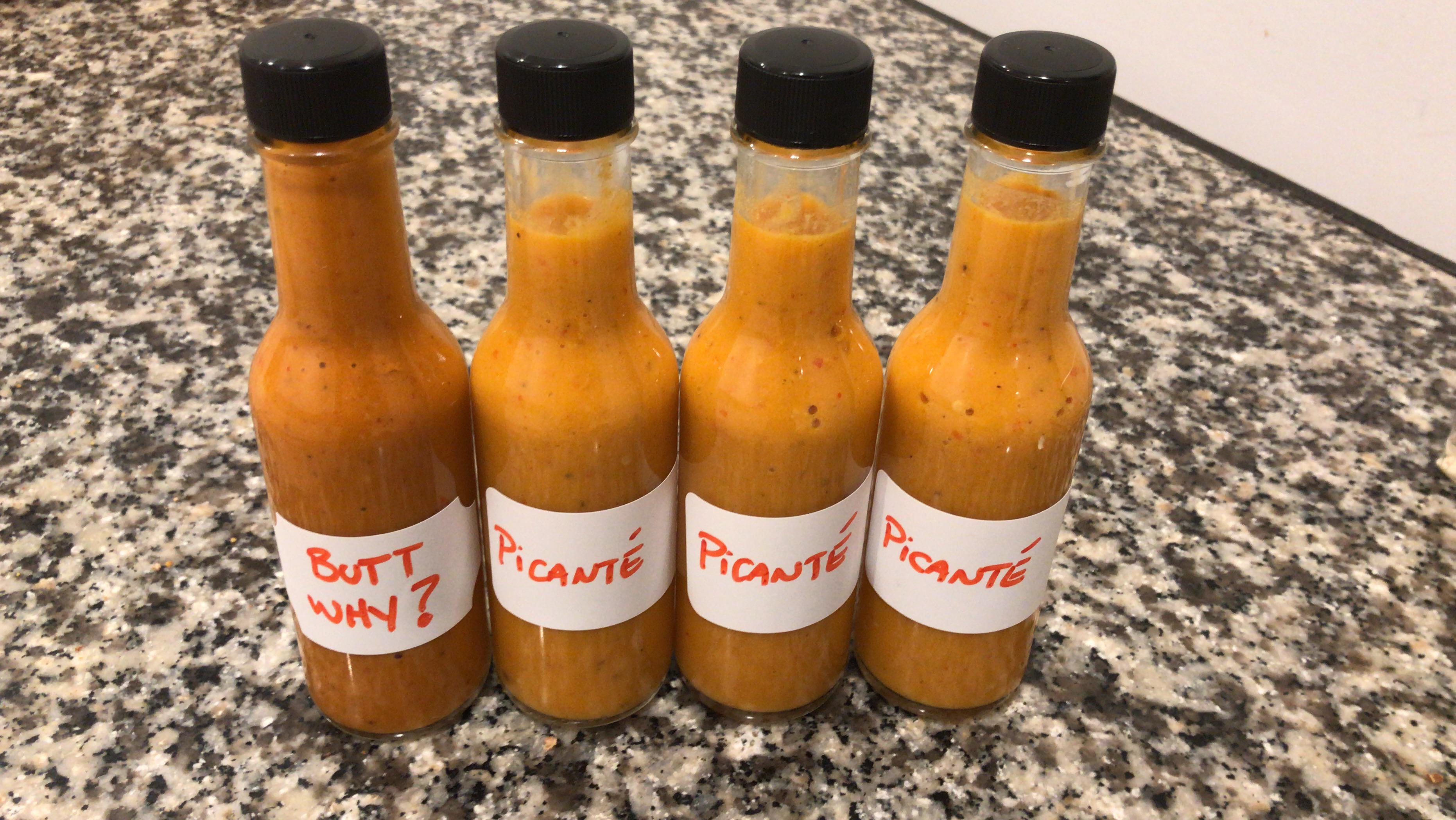 [Food+sauces] Fresh hot sauce with one exceptionally hotter than the