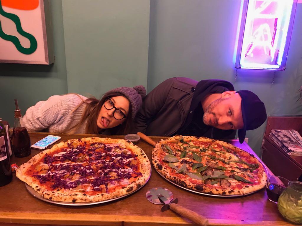 Pizzas at Yard Sale, London Jack To The Future (fried jack fruit, chipotle slaw, buffalo sauce