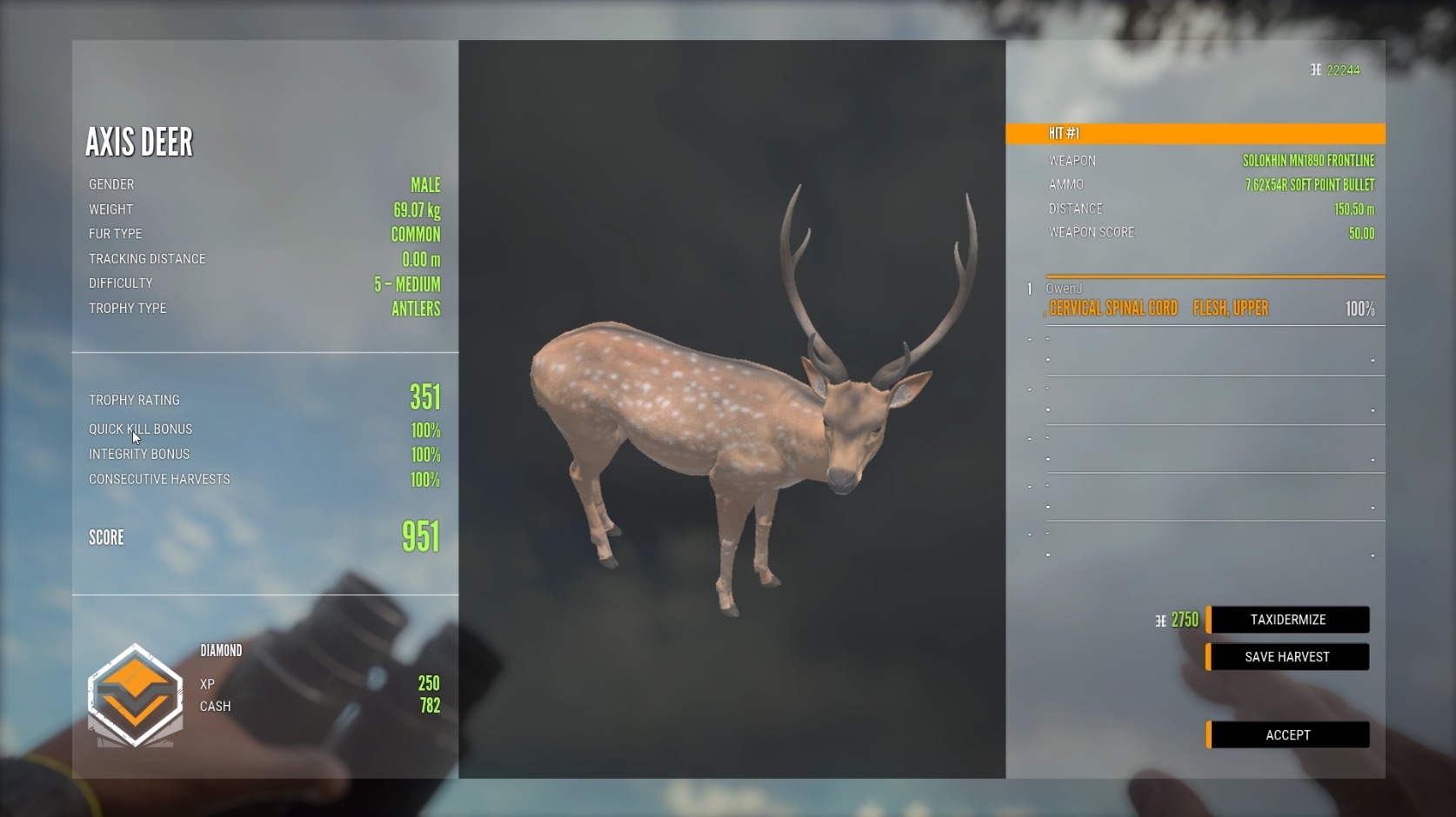 Finally got a diamond axis deer!!! r/theHunter