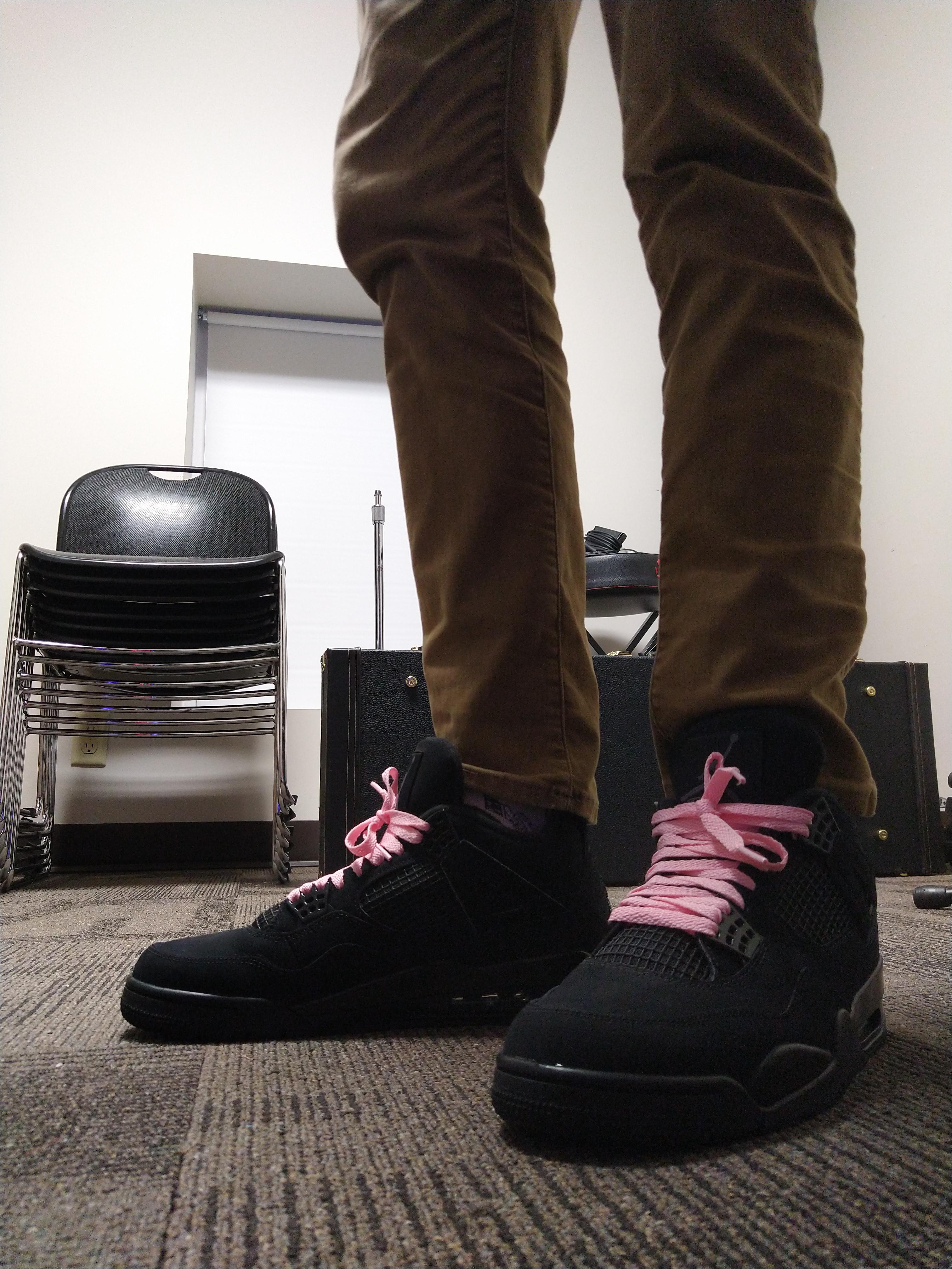 Pink Laces on AJ4 Black Cat! r/Sneakers