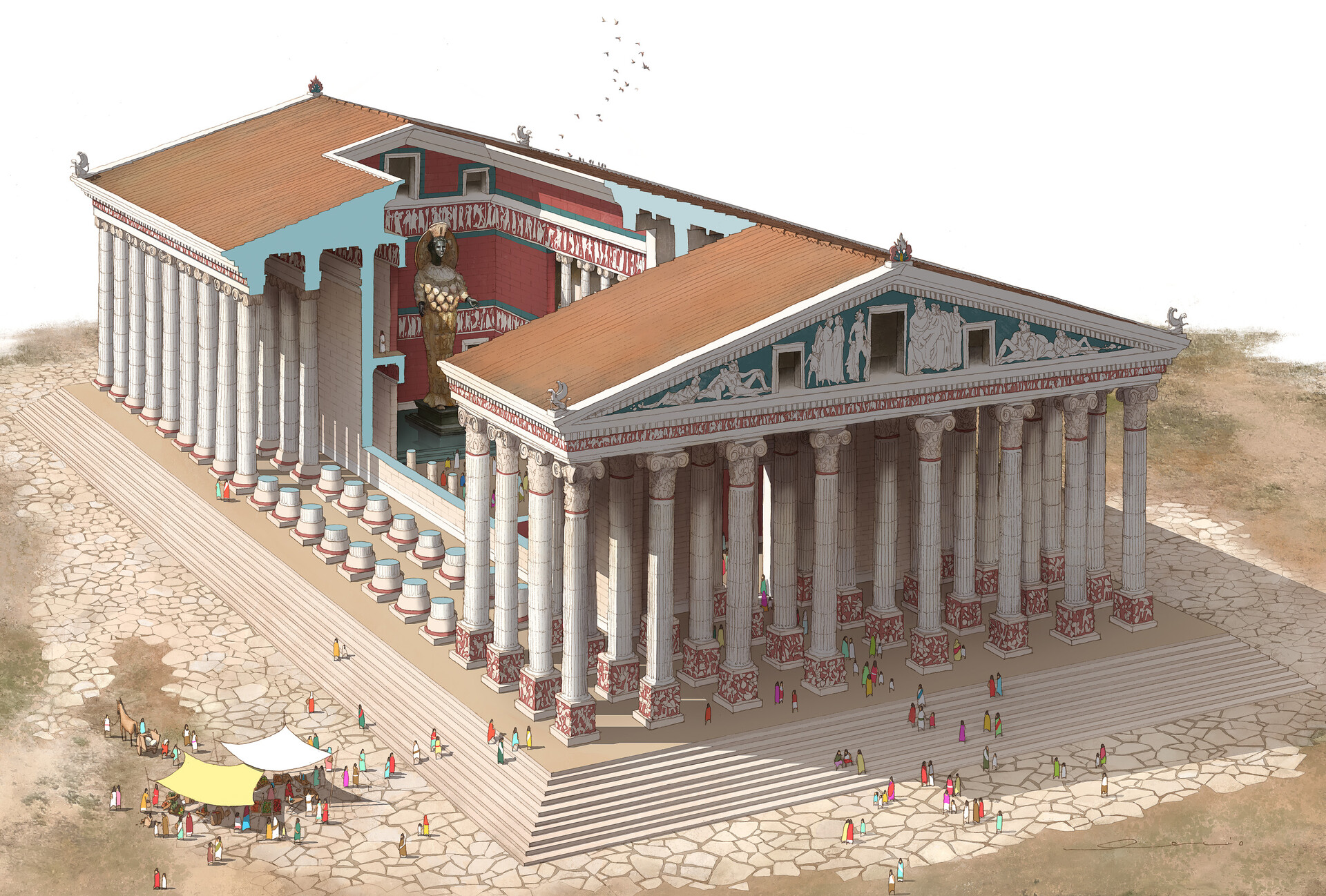 A reconstruction of the Temple of Artemis in Ephesus (in modernday