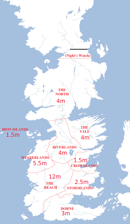 Population in Westeros r/MapPorn