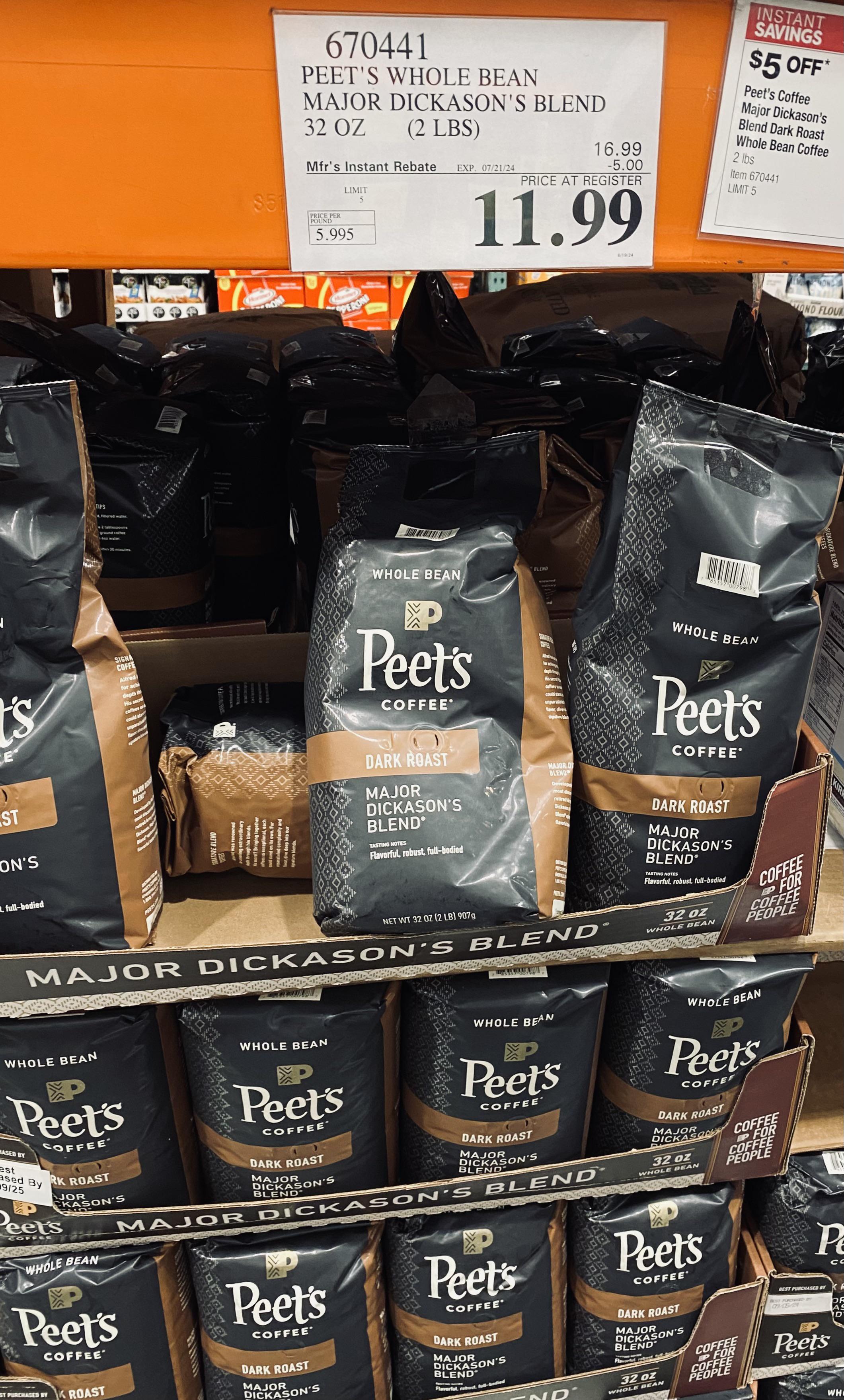 Peet’s Coffee Major Dickason on sale (11.99 after 5 off) r/Costco