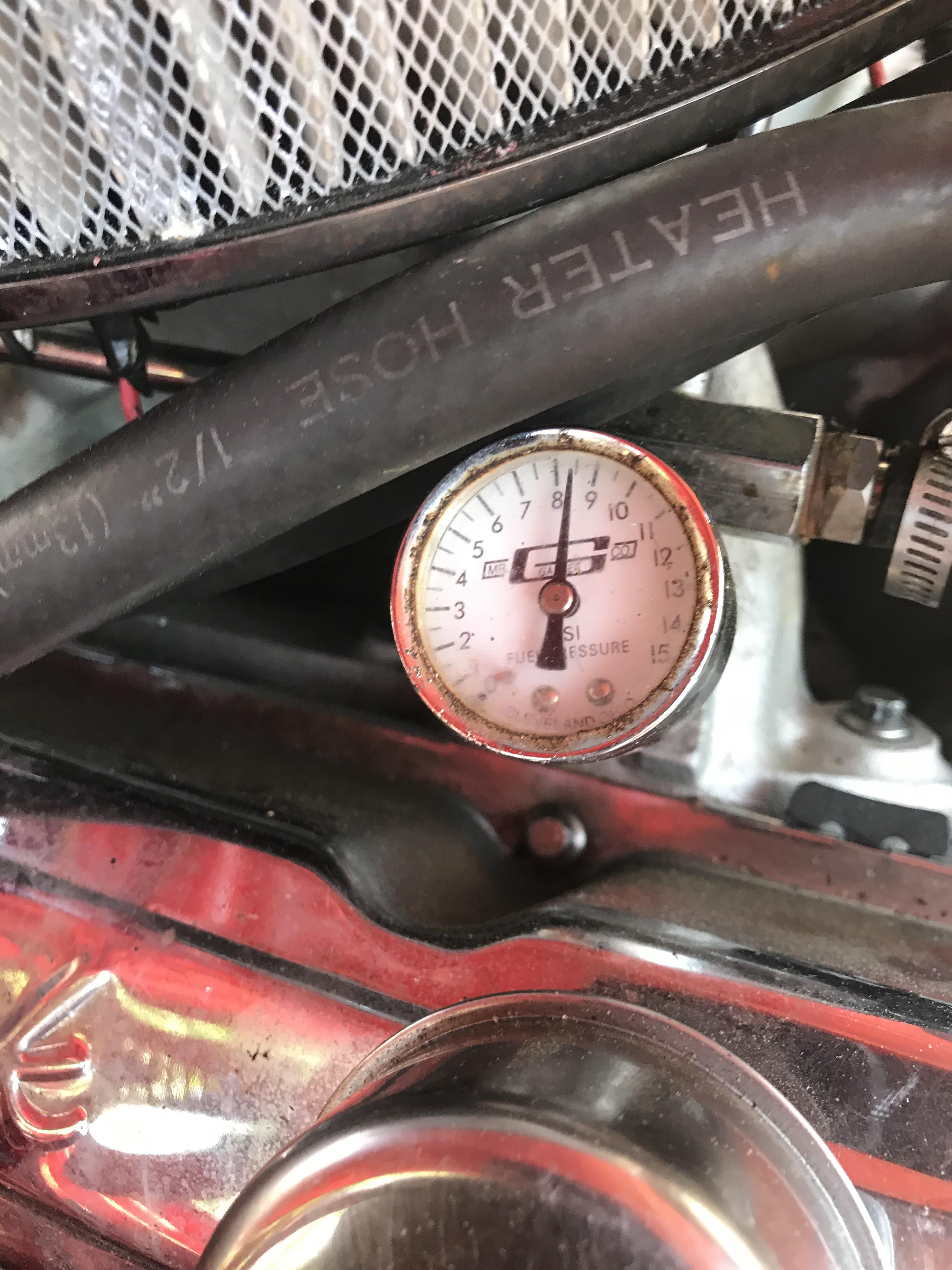 Is the fuel pressure too high? The engine is a 340 magnum with a “Brawler BR67255 650CFM