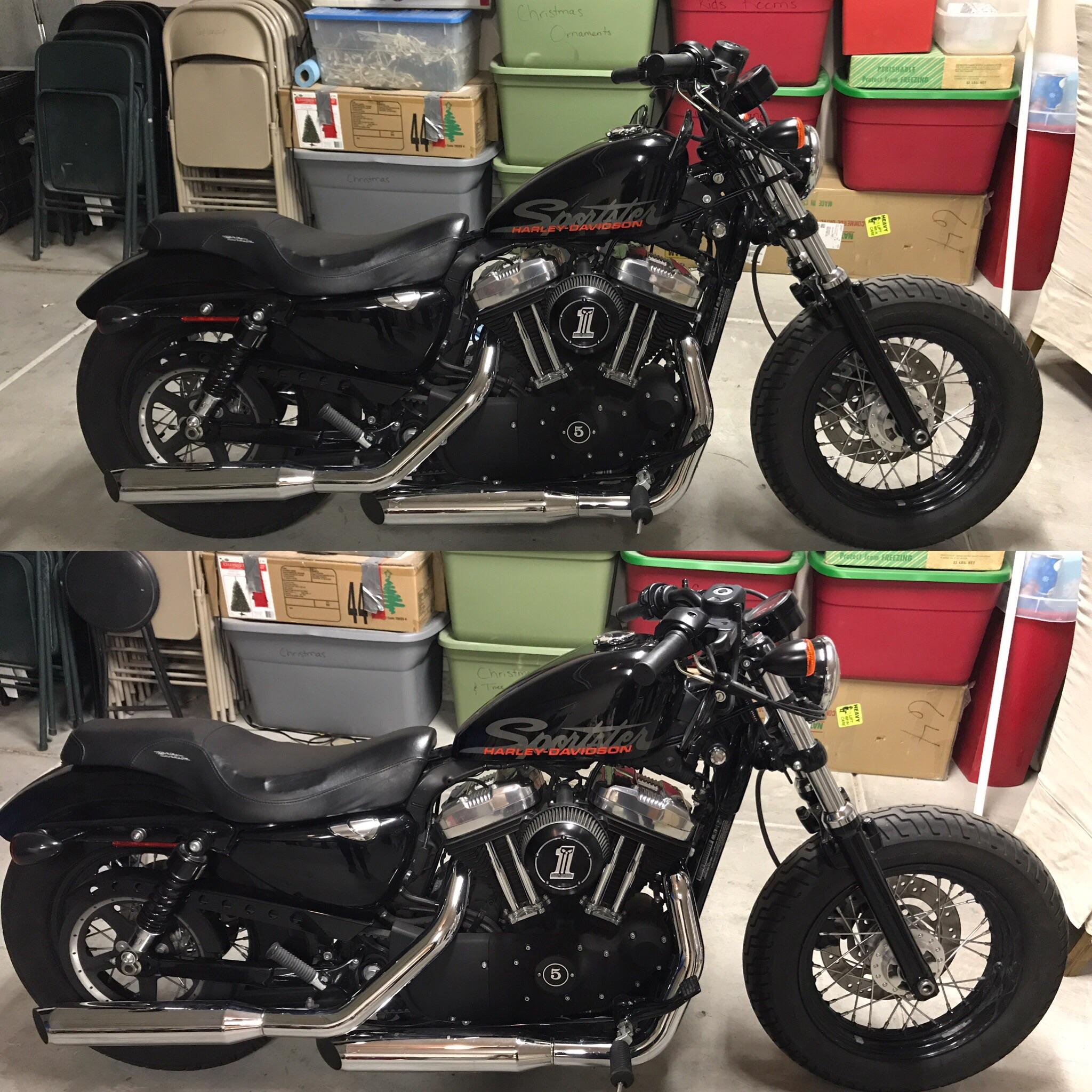 '11 FortyEight stock bars / Added the LA Choppers 2inch risers Huge Difference from a comfort