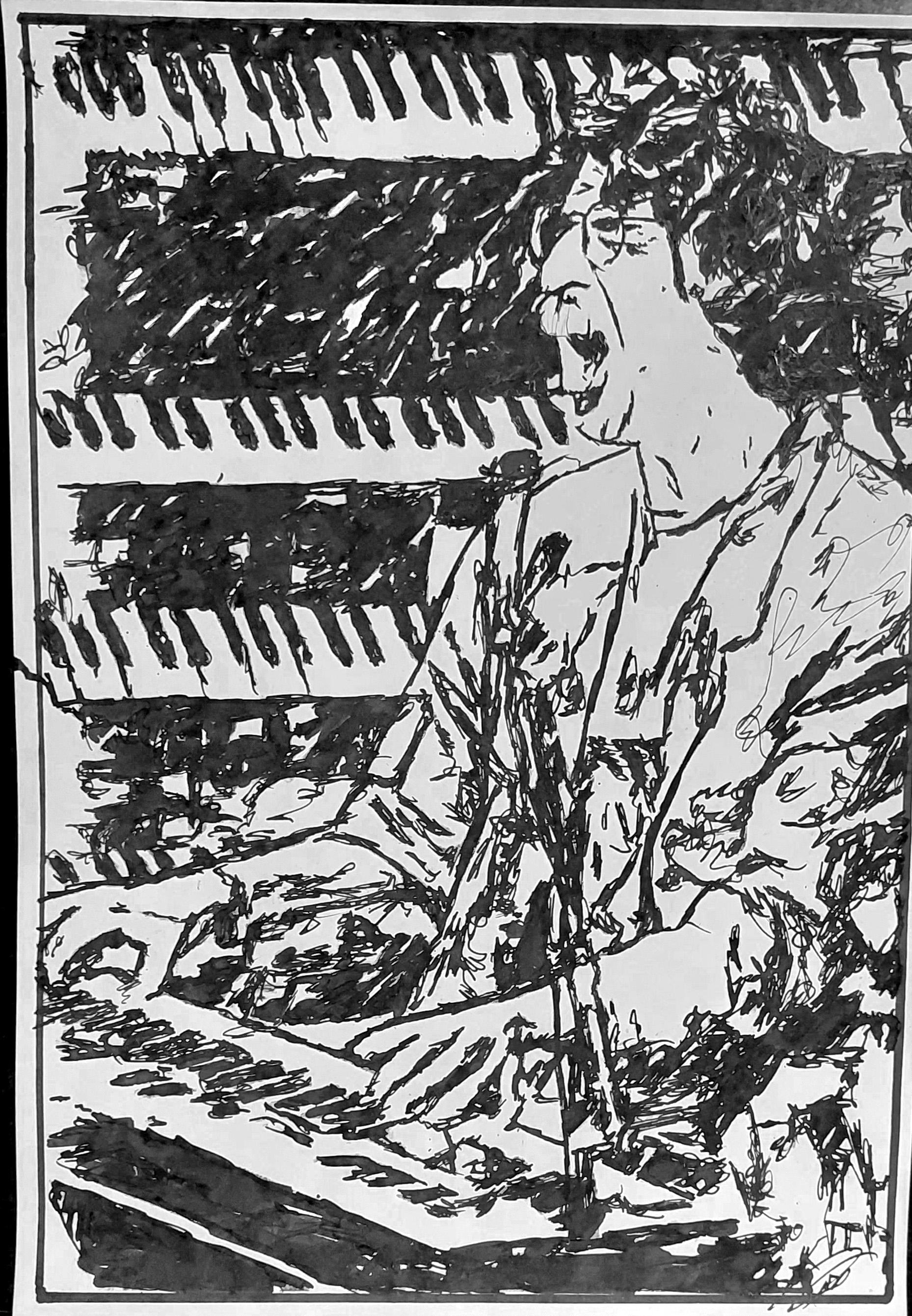 Charly Garcia hecho por mí, en tinta y plumín... capaz les gusta que se