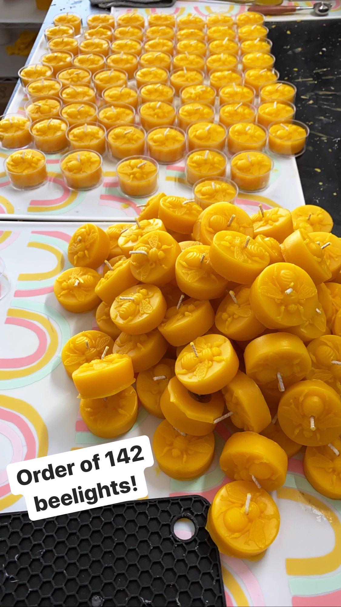 I make 100 beeswax candles and just finished over 100 of these “bee