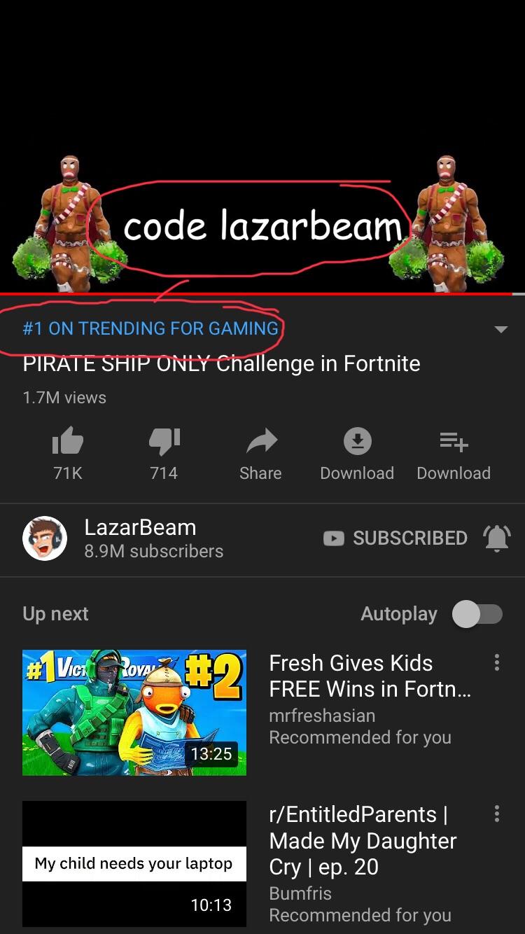 Use Code Lazarbeam is now the most popular video on youtube r/LazarBeam