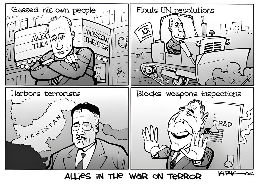 Political cartoon, “Allies in the War on Terror”, 2002 Images