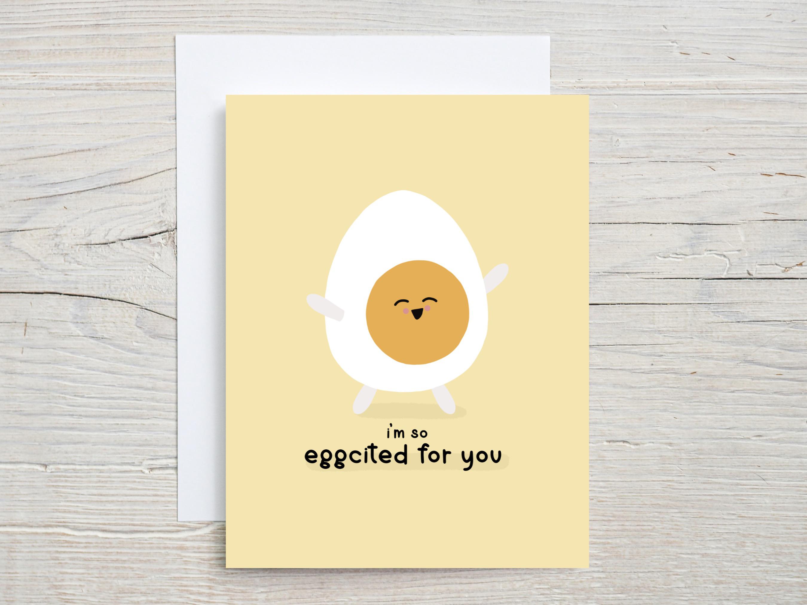 Share in the excitement with this cute greeting card! Now available in