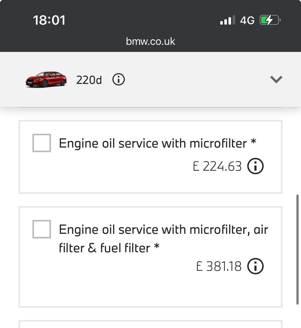 2 series 220d oil service UK r/BMW