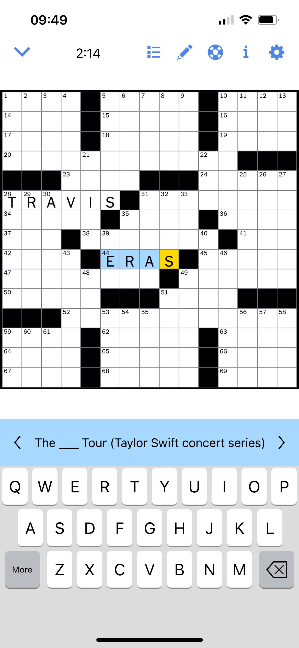 Power couple in the NYT crossword today r/TaylorSwift