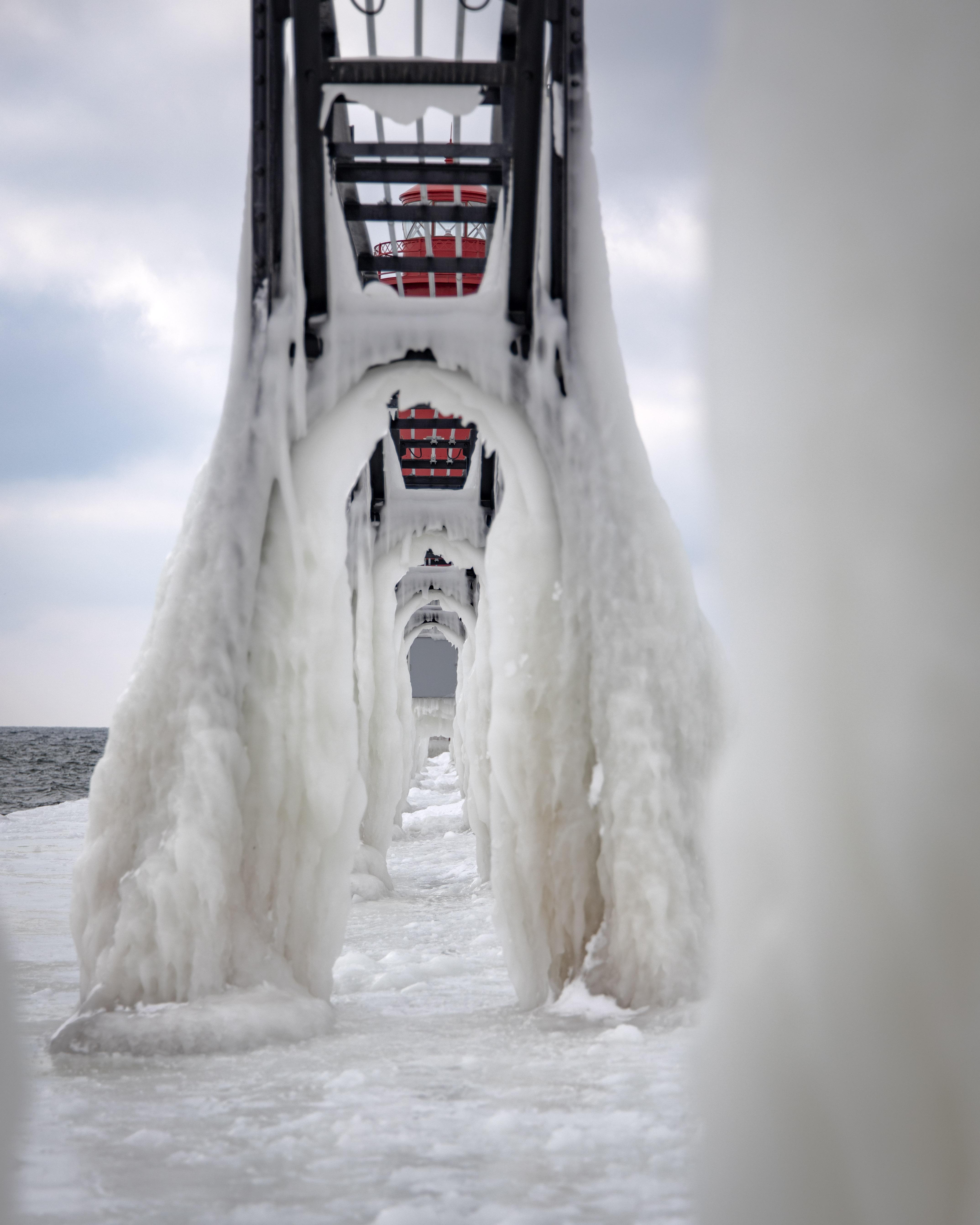 Grand Haven pier this weekend. Would highly slip on cleats if