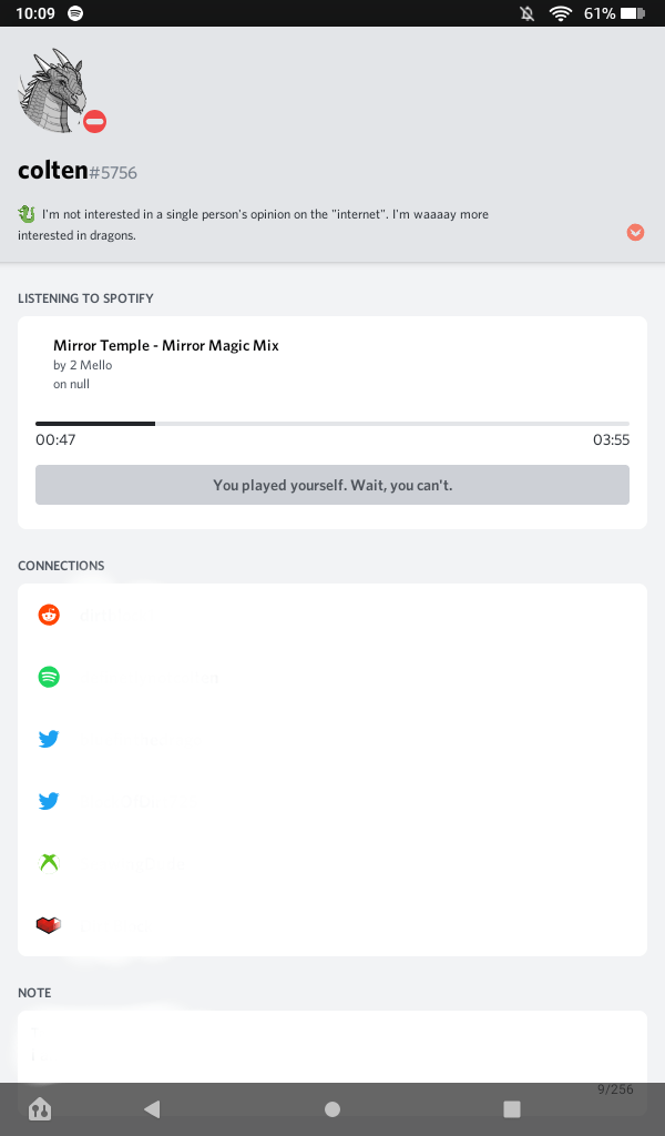 [Help] This happens to my Spotify status, but only on mobile and my