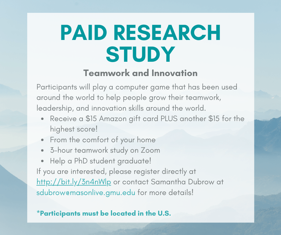 Paid online research study r/gmu
