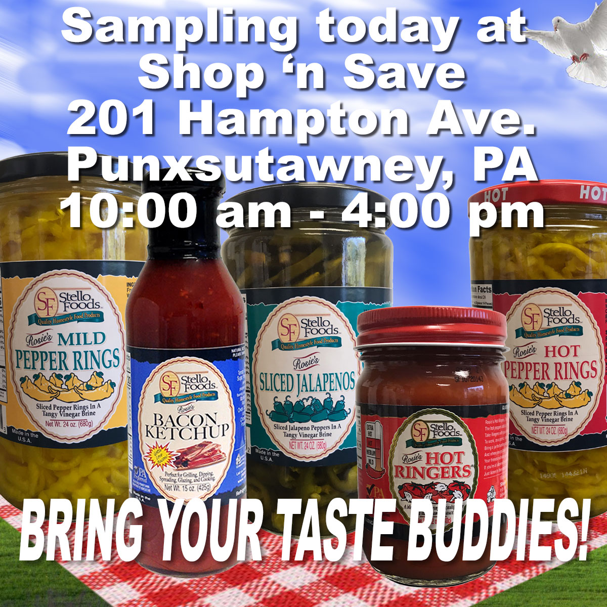 Food Sampling today at Kondak's Market in Clarendon, PA….. Stello