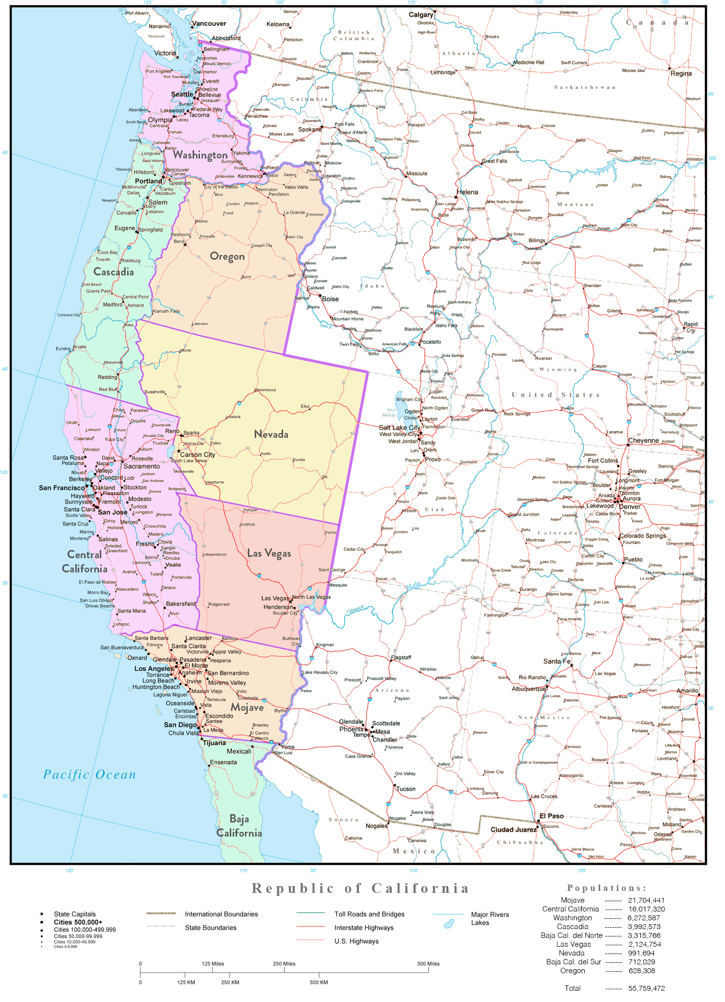Map of the Independent Republic of California r/imaginarymaps