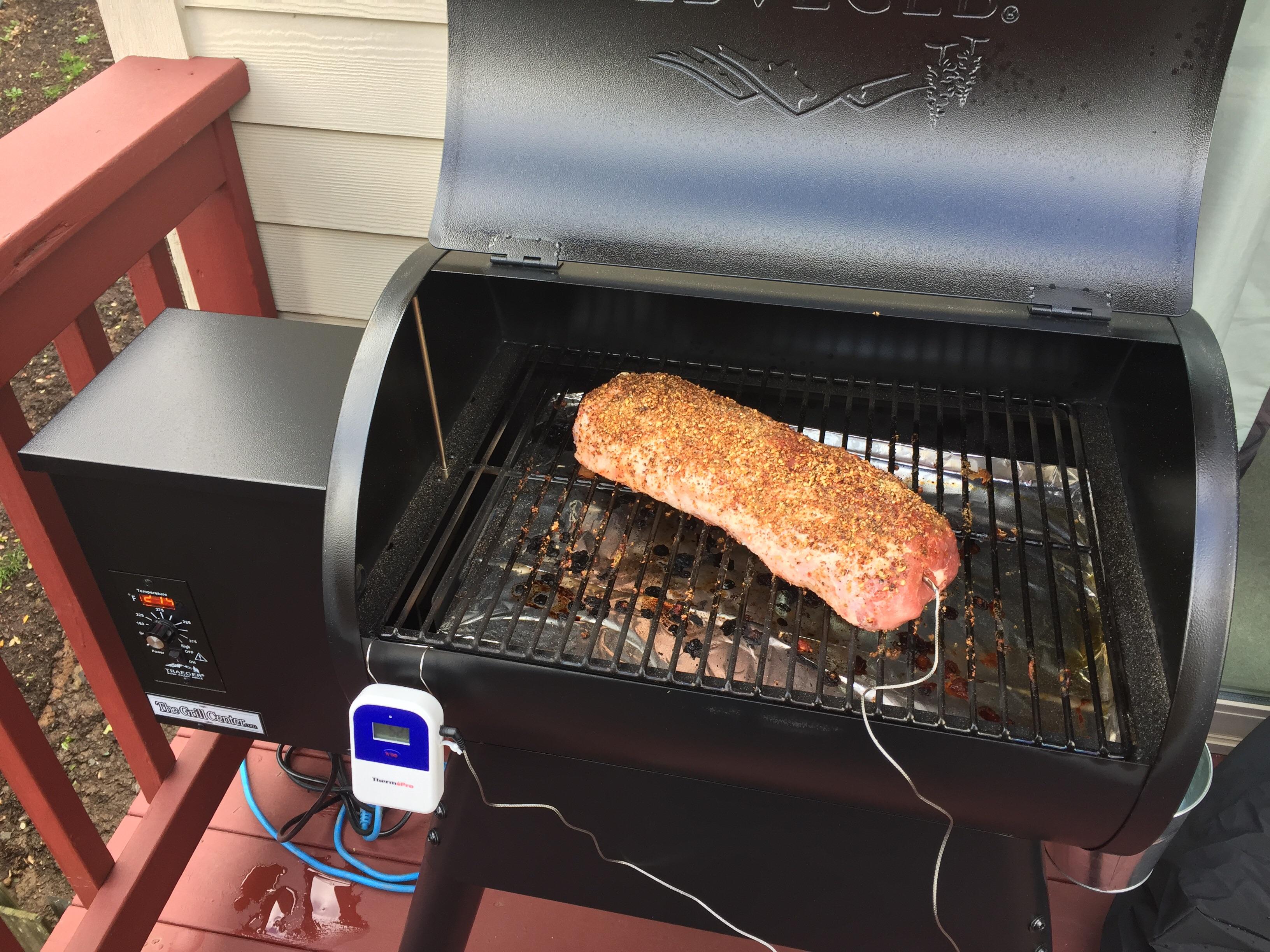Before half of the pork loin is in!!!! 1 hour smoke then 275 degrees