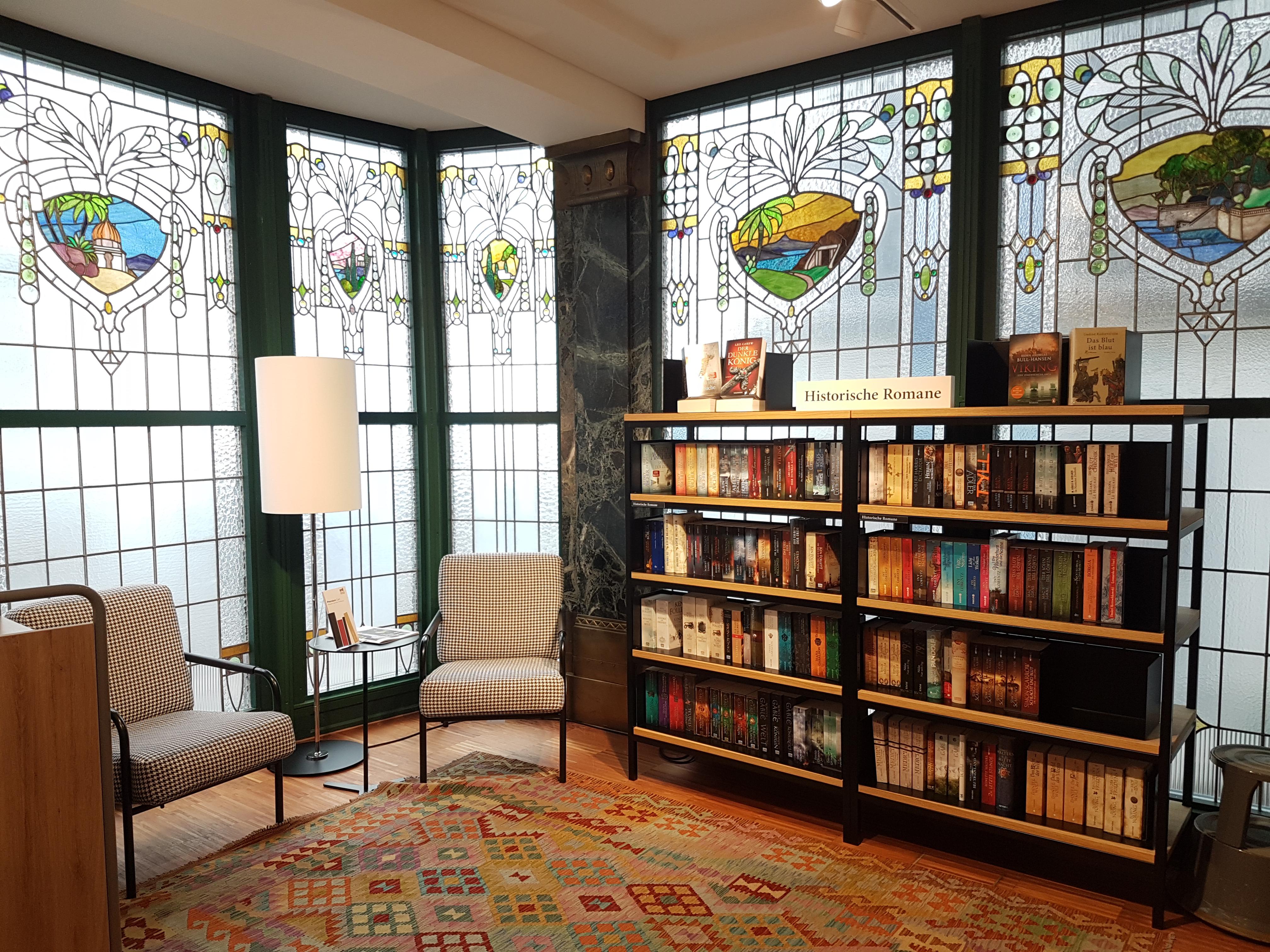 A reading corner in a Swiss bookstore r/CozyPlaces