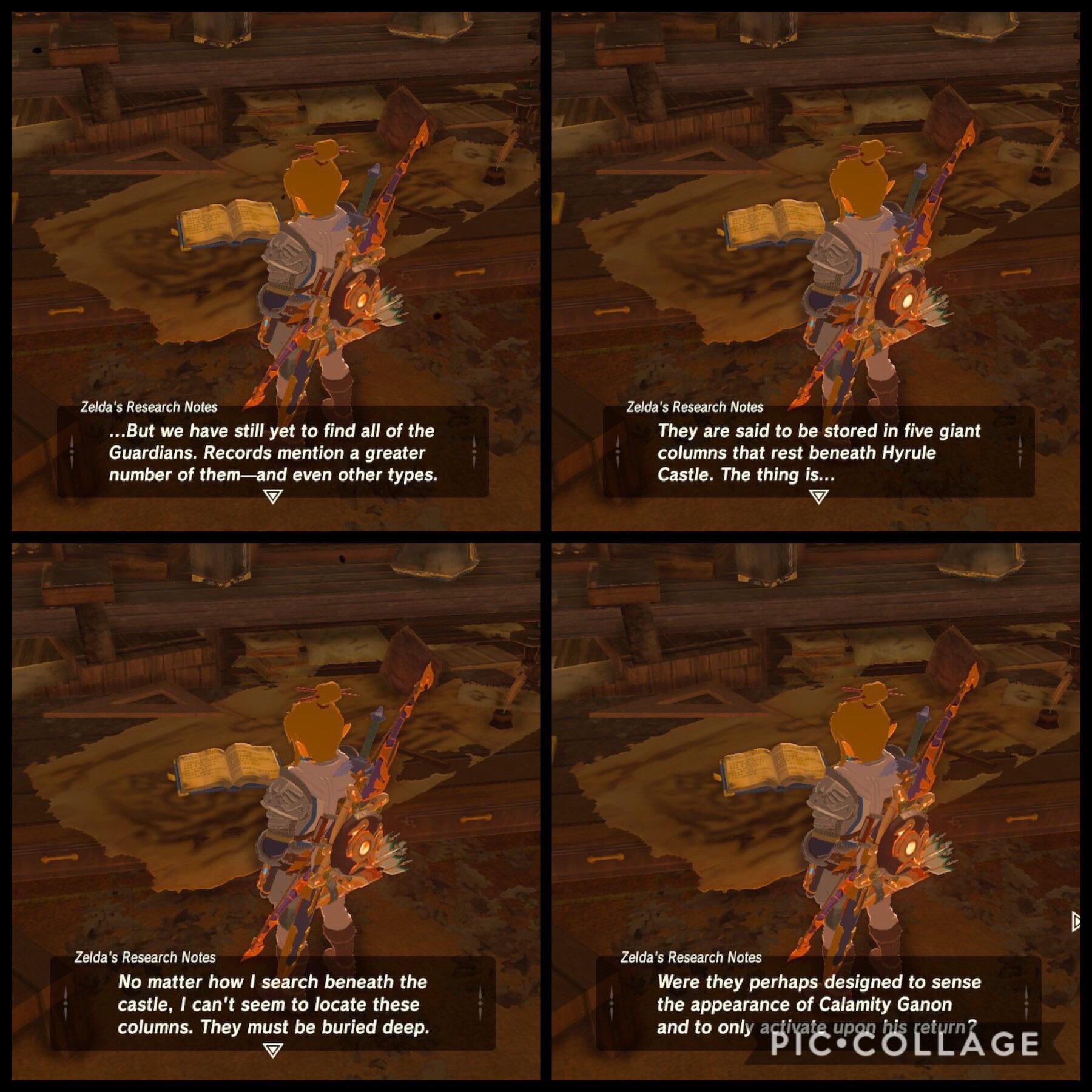 Zelda’s Study Book mentions guardians underneath Hyrule castle the