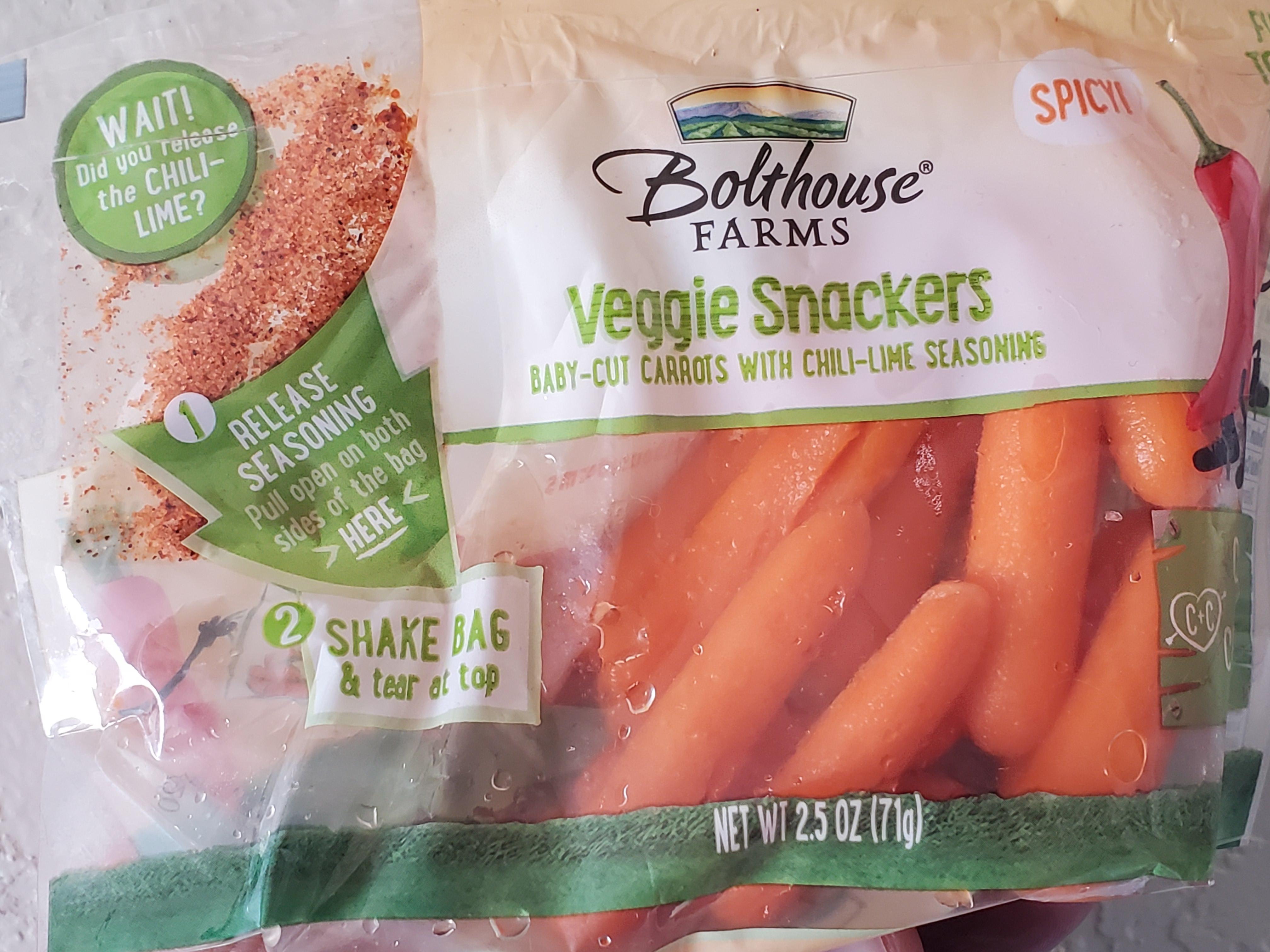 These baby cut carrots with a builtin chili lime seasoning pouch that