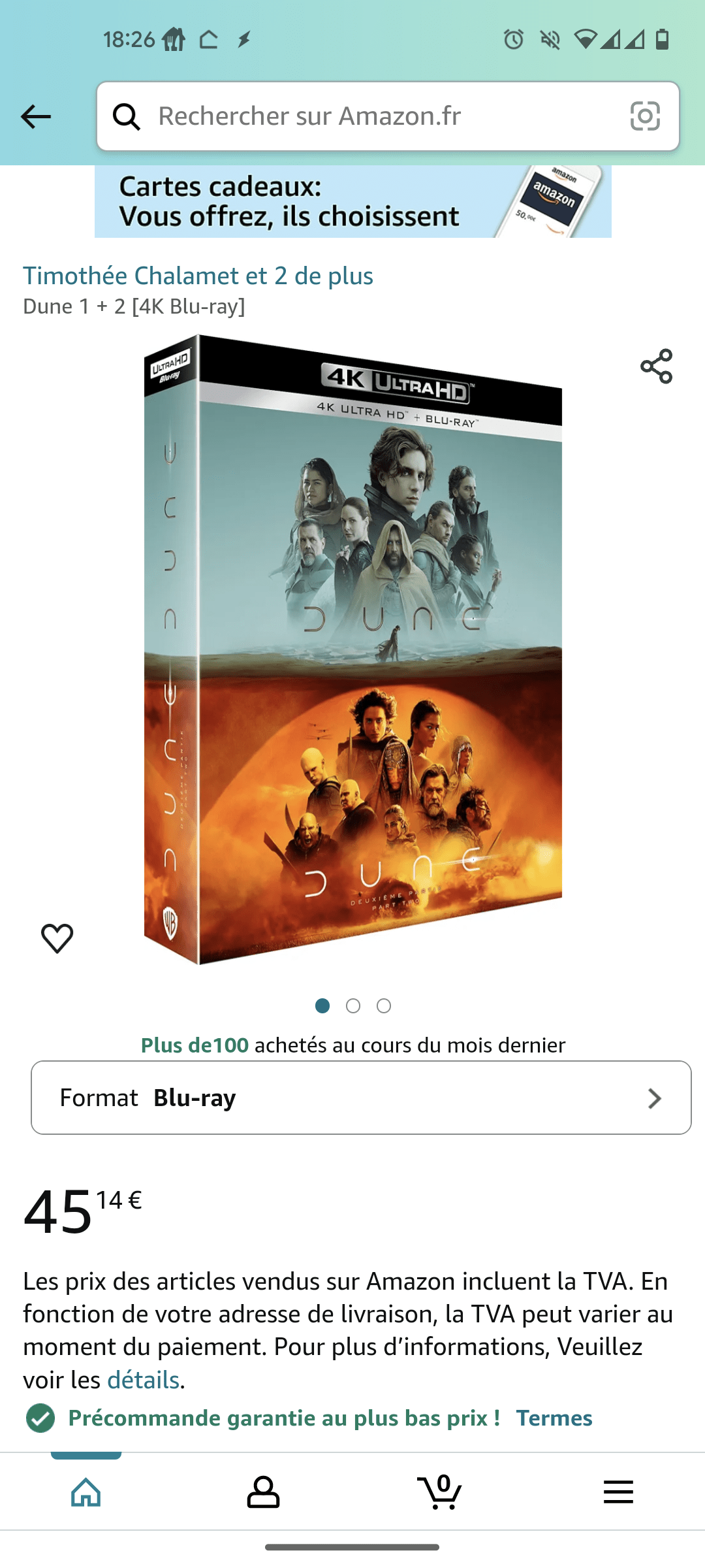 Dune part 1 and 2 4K box set preorder appeared on Amazon France : r