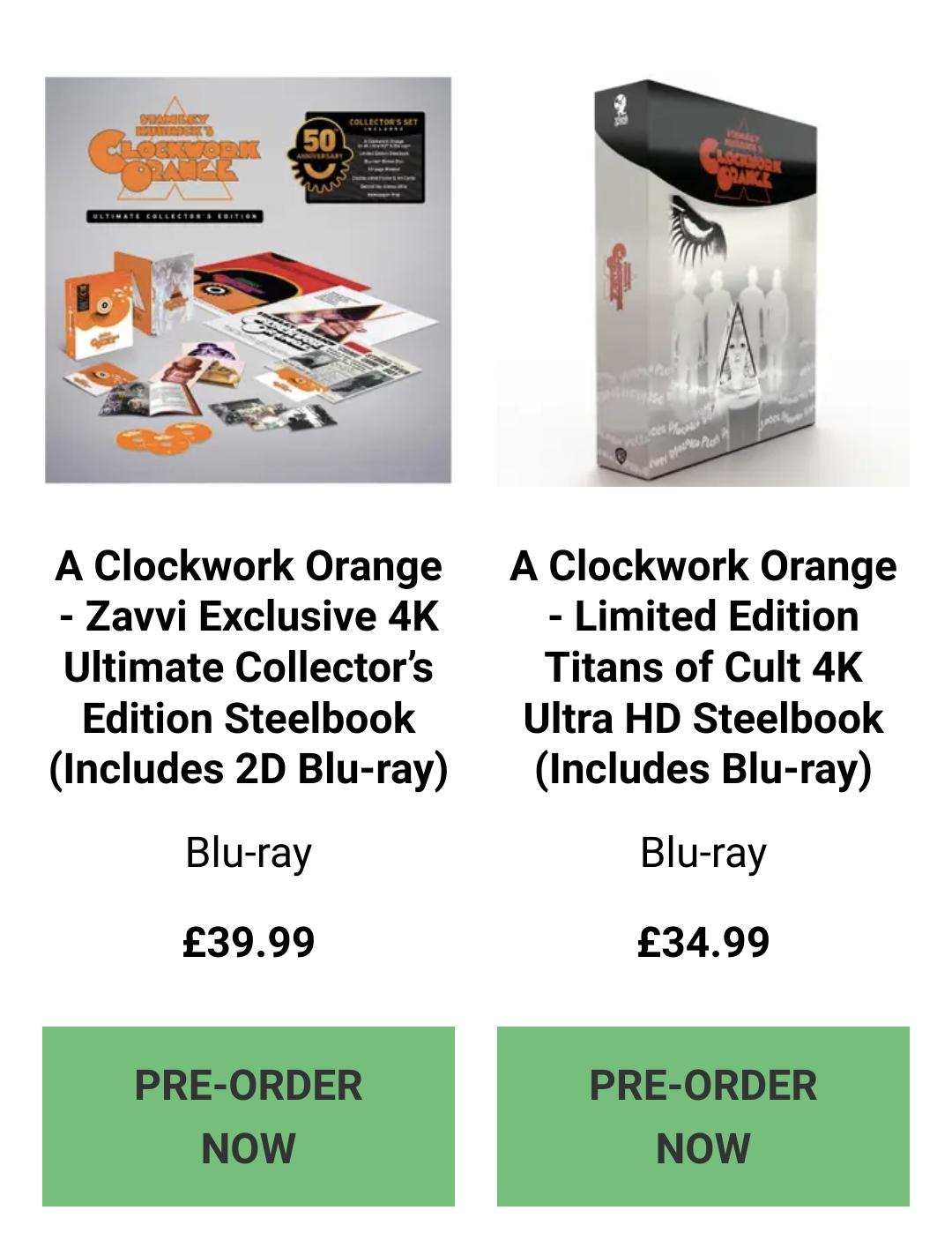 Clockwork Orange pre orders are up on zavvi for anyone interested. Im