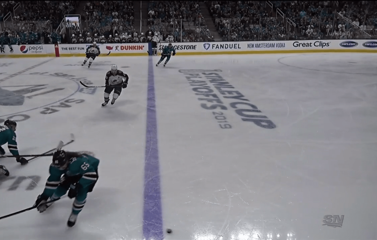 "Definitive" view of the blue line. Avalanche game tying 22 goal