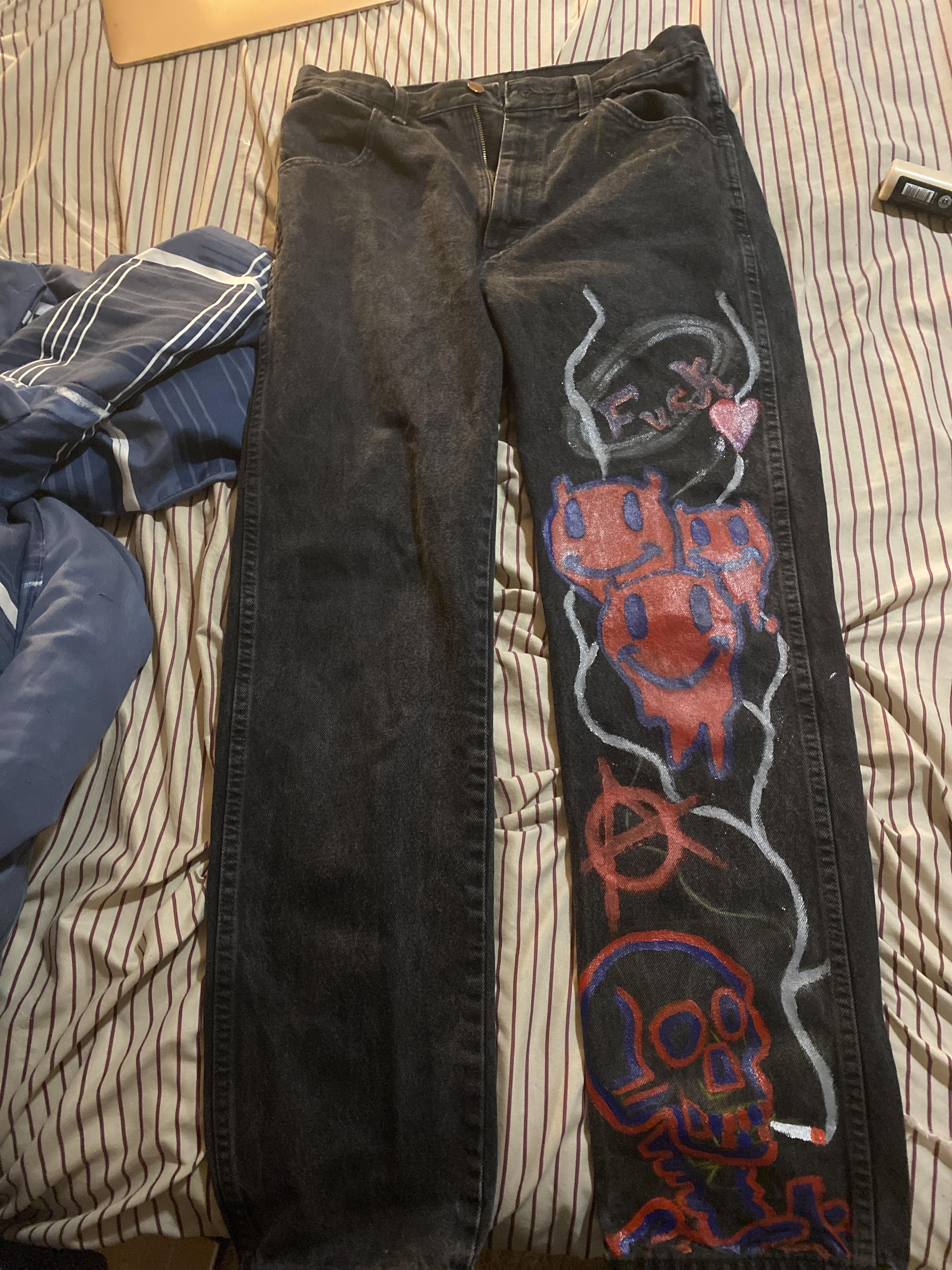 Hand painted black jeans r/streetwearstartup