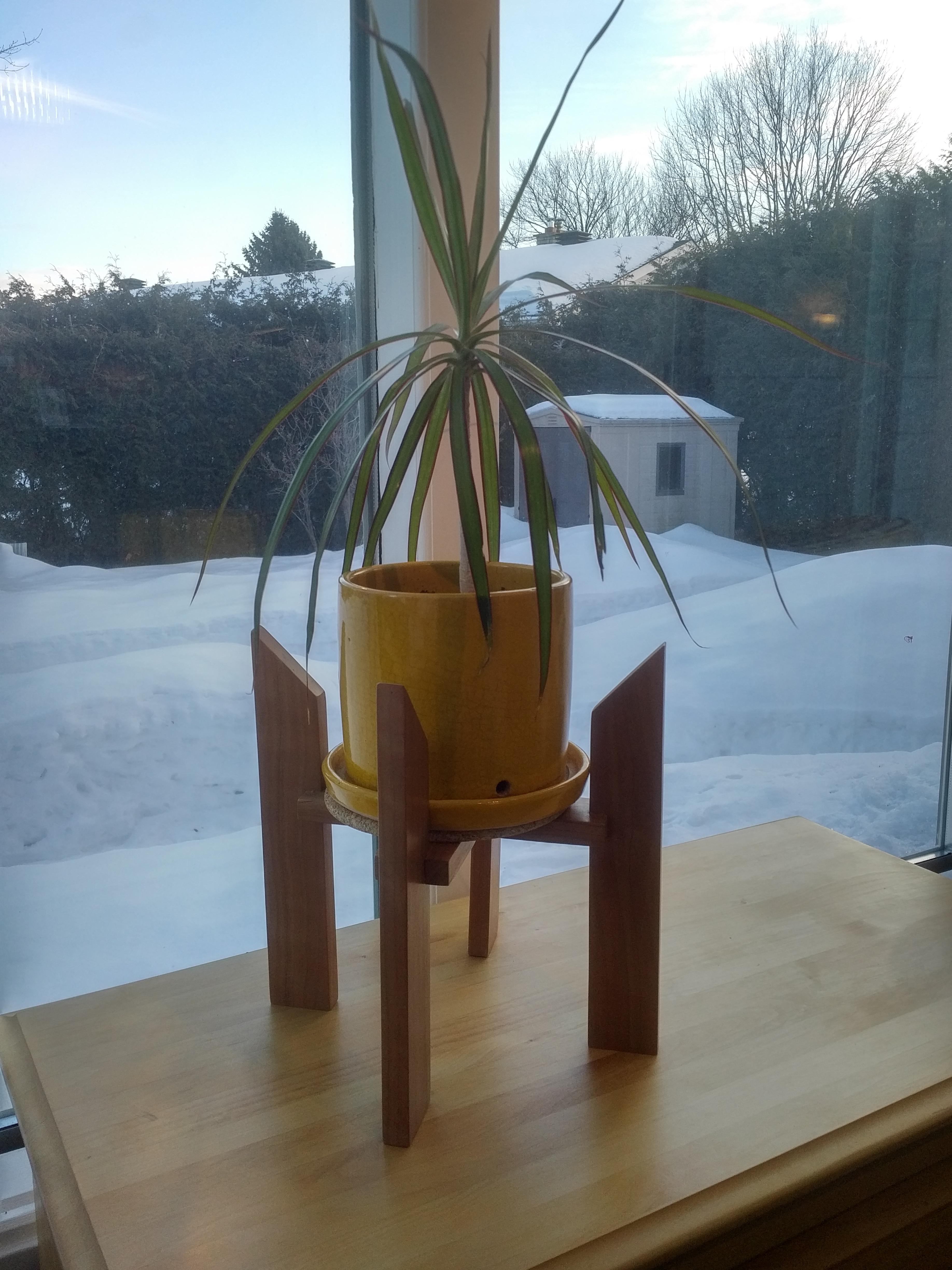 Mid century modern plant stand made from cherry r/woodworking