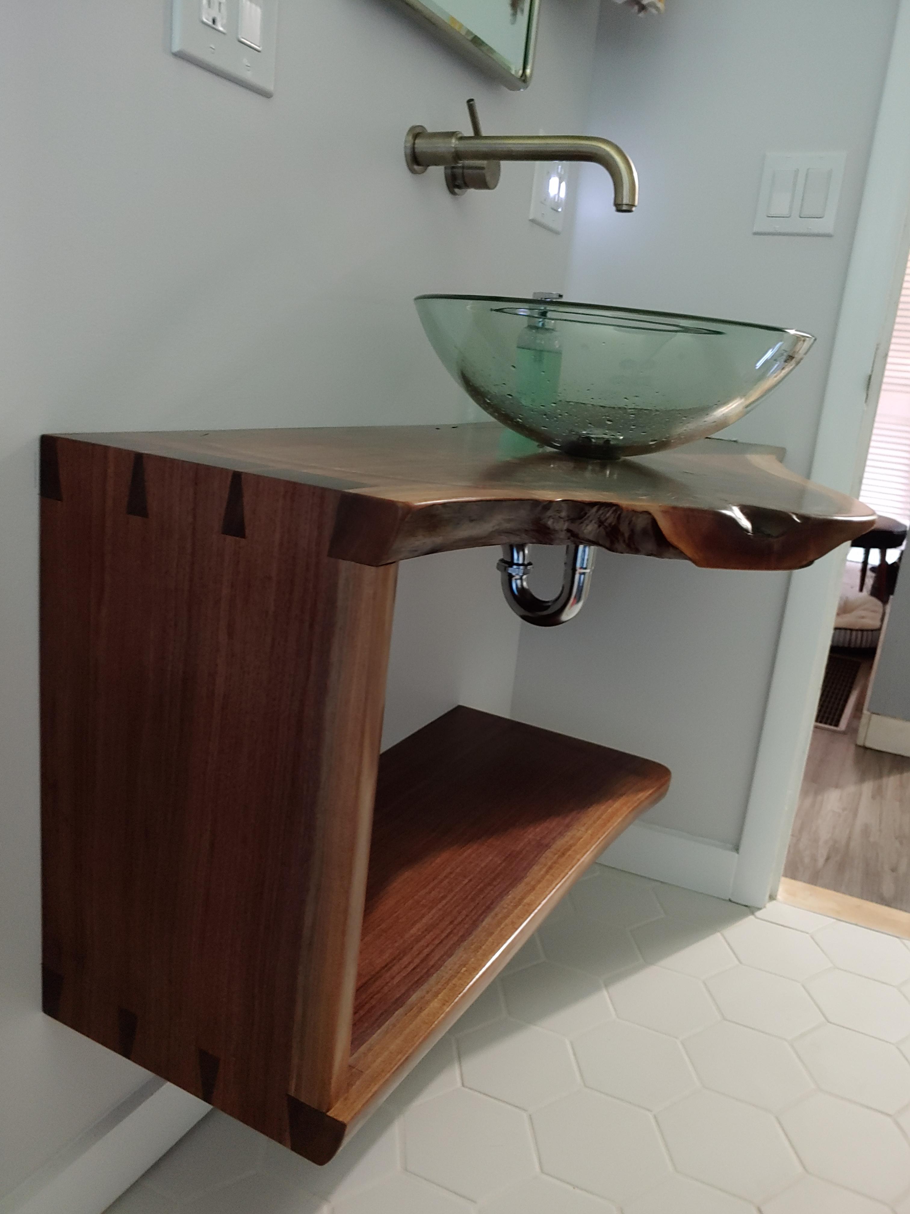 Walnut vanity installed r/woodworking