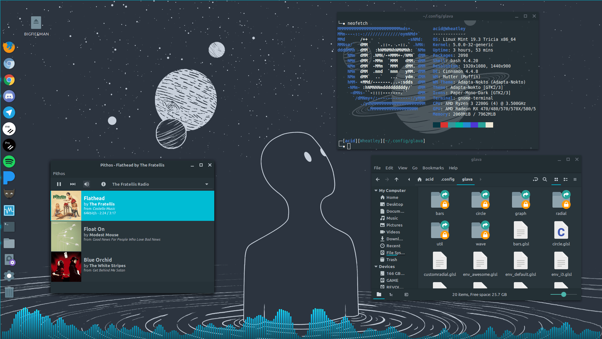 Linux Mint [Cinnamon]. Added an audio visualizer with glava. r/linuxmint