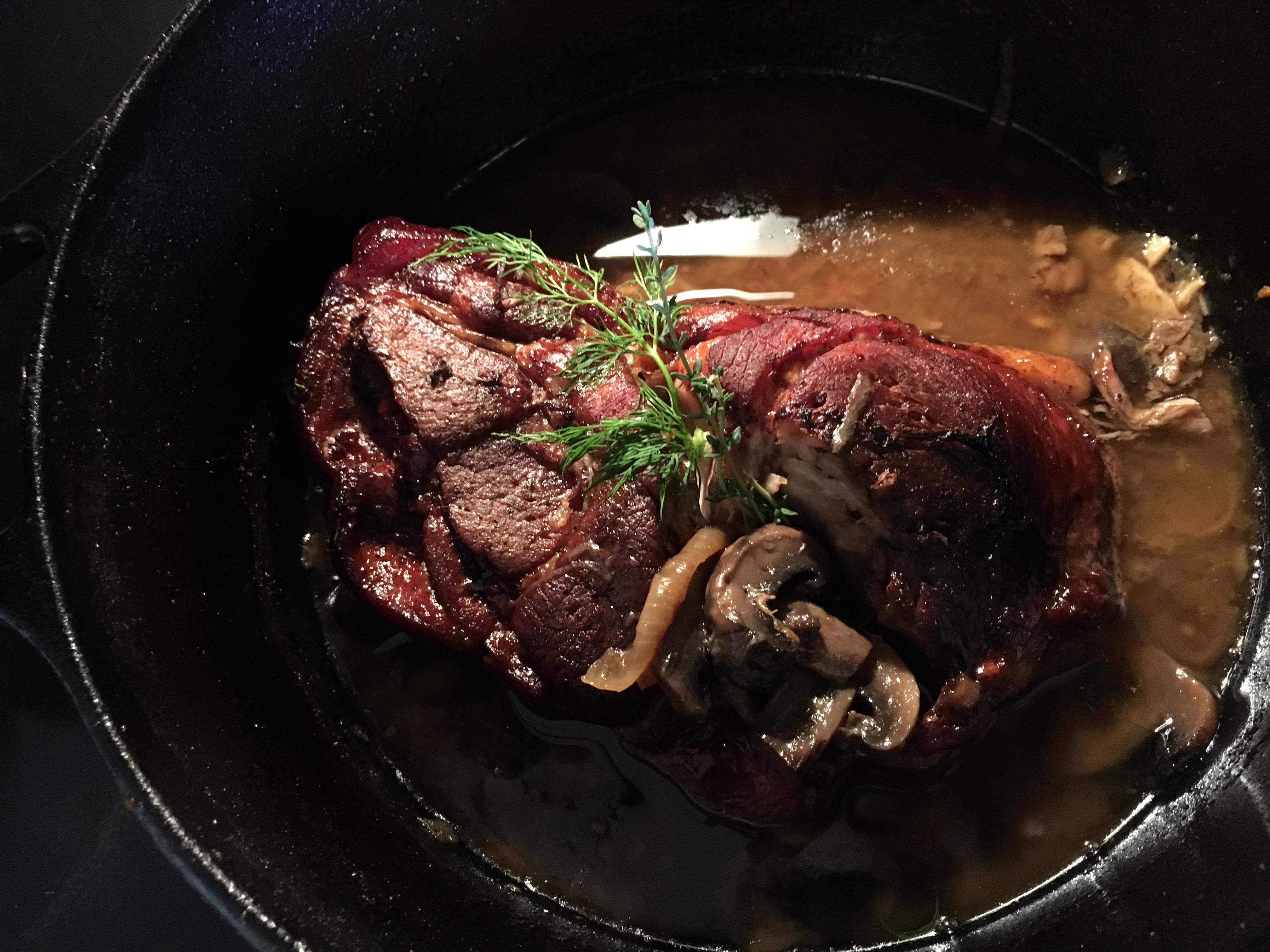 [Homemade] Roasted Pork Shoulder In Garlic Mushroom Au Jus r/food