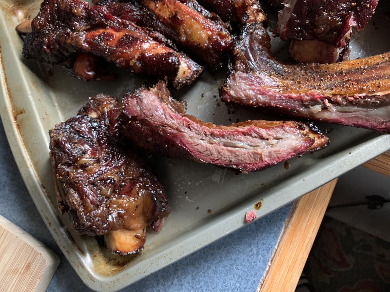 Smoked up two racks of beef ribs. Meat Church Holy Cow and apple juice