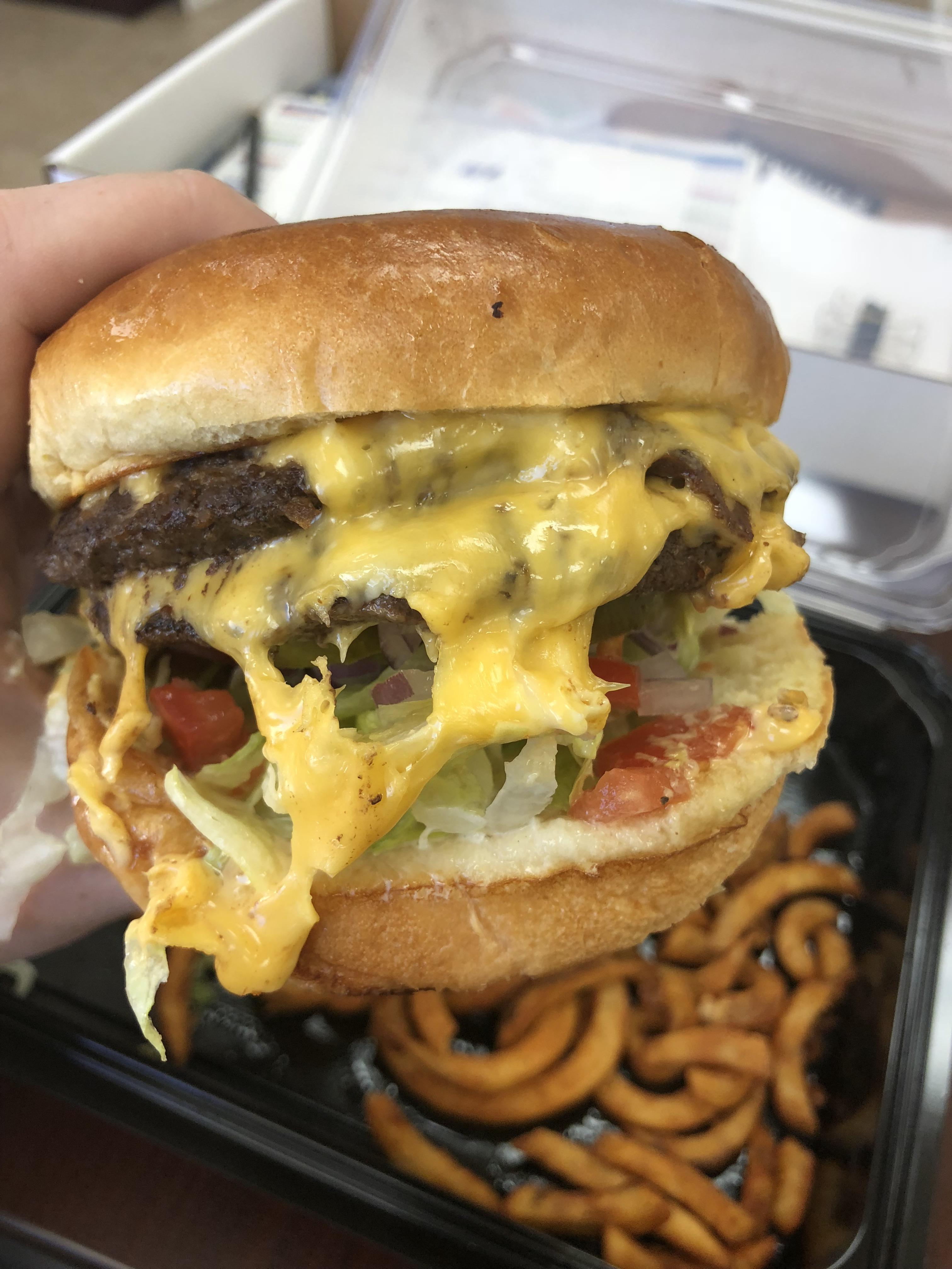 Classic double cheeseburger from The Beacon Tap in Des Plaines, IL r