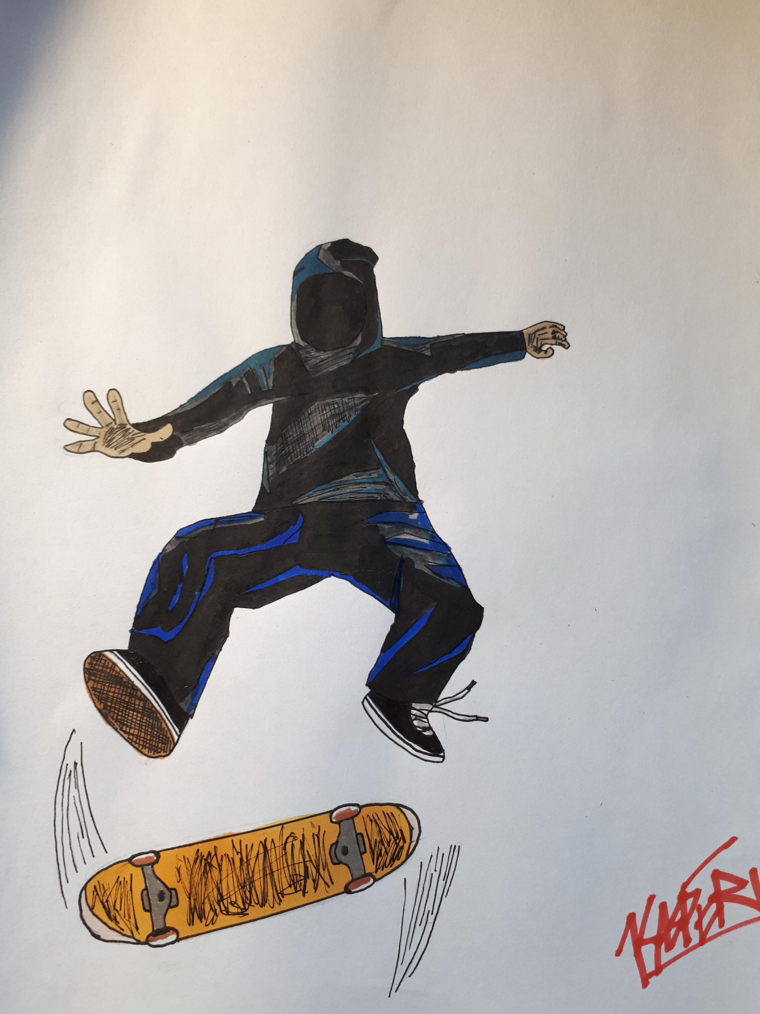 Drew a 360 flip comic book style r/skateboarding