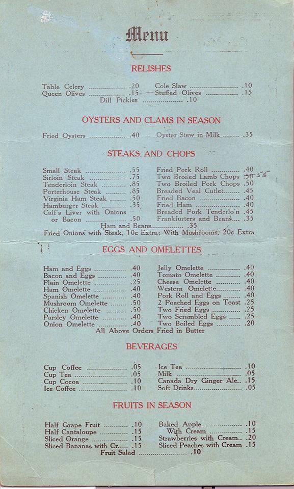 Menu for The Crystal Lunch at 139 Albany St. in New Brunswick, NJ (July