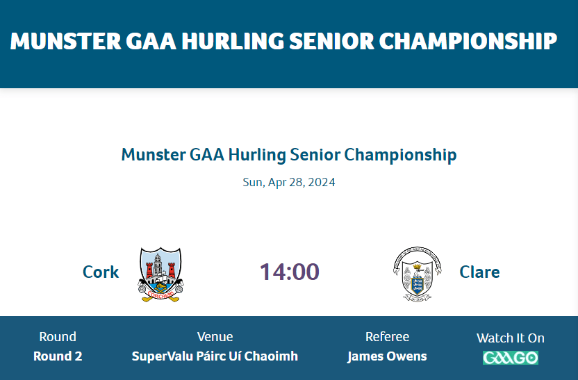 Cork Hurlers play Clare in Páirc Uí Chaoimh this Sunday r/cork
