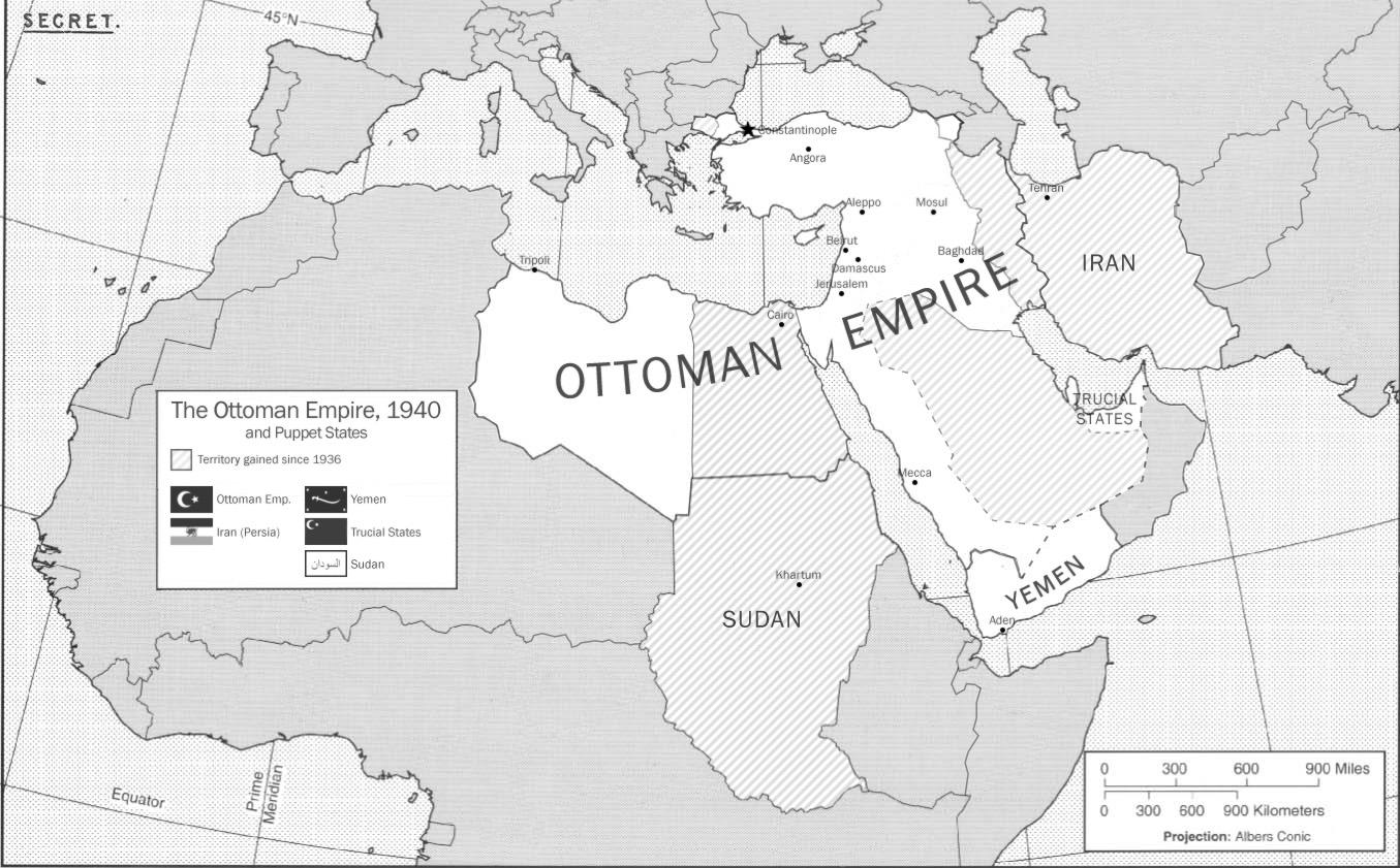 Map of the Ottoman Empire after Alexandria Conference, 7th largest