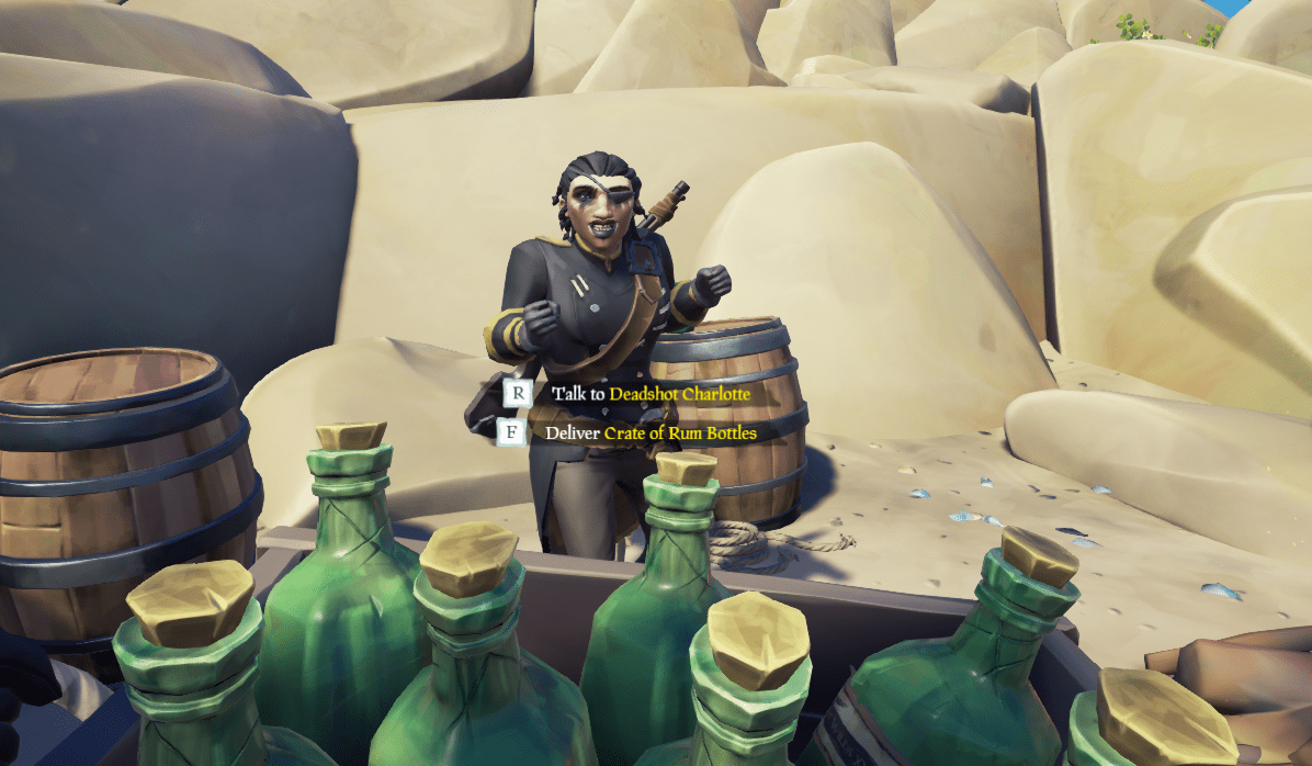 I'd be happy too if three crates of rum was being handed my way! r