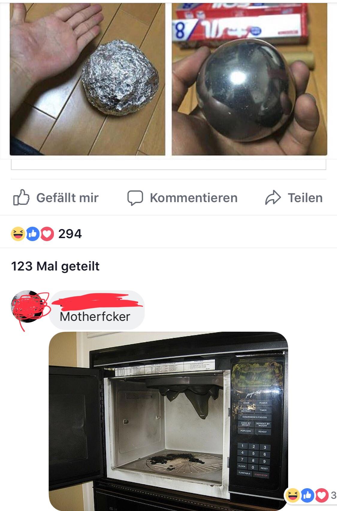 „Microwaved this foil ball for 3 minutes and this is the result 😧😲😱