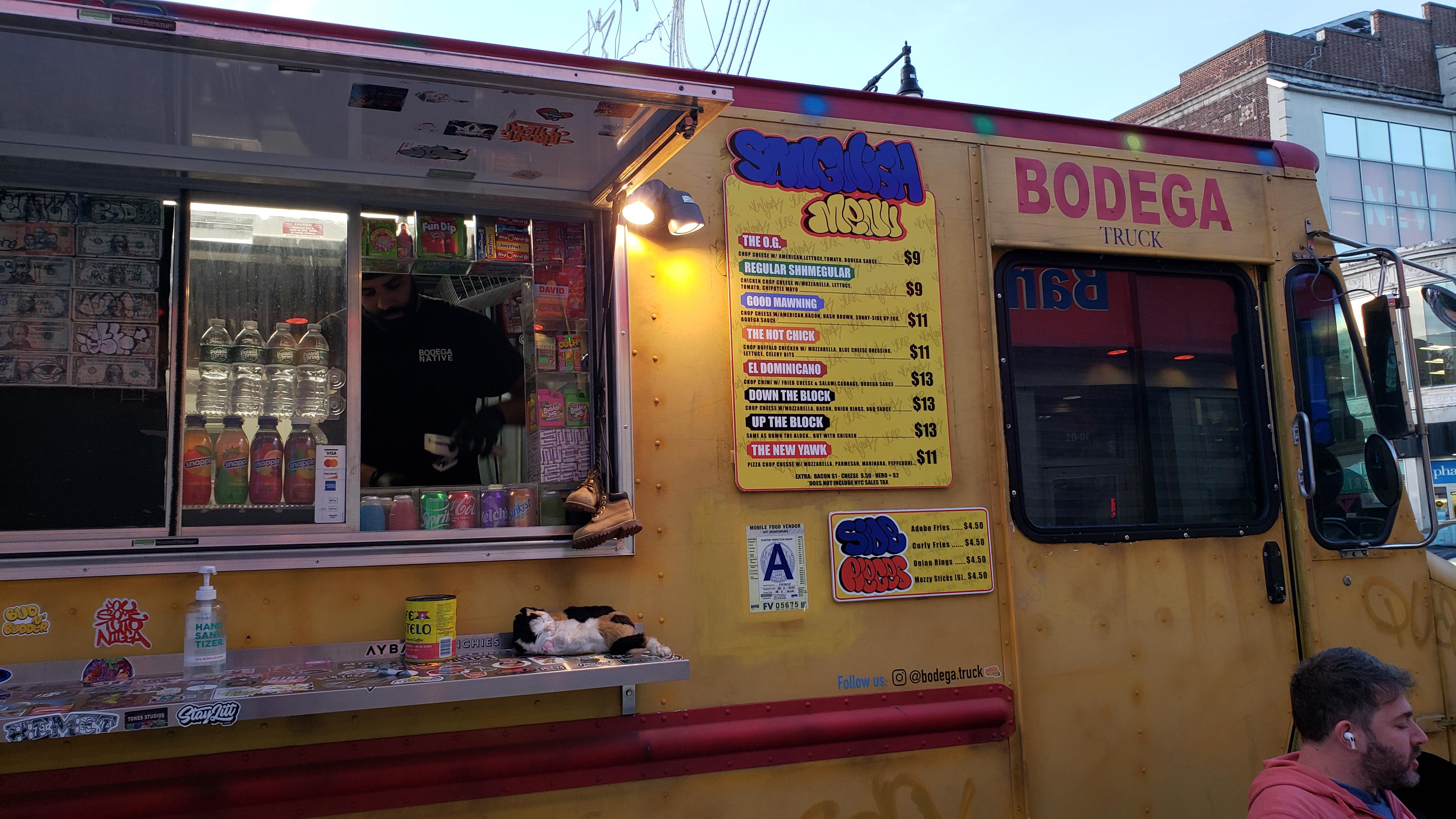 Bodega Truck serving Chopped Cheese on 30th Ave and Steinway in front