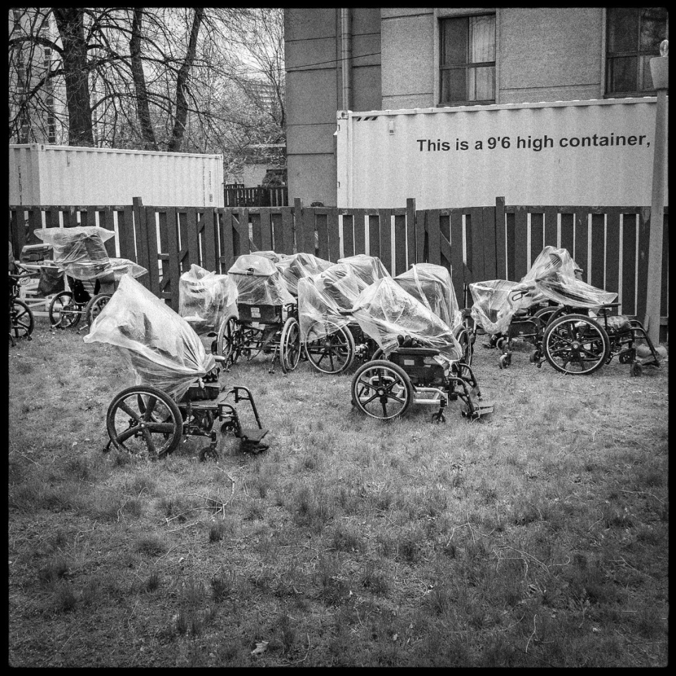 A "wheelchair graveyard" behind a Mississauga long term care home. When