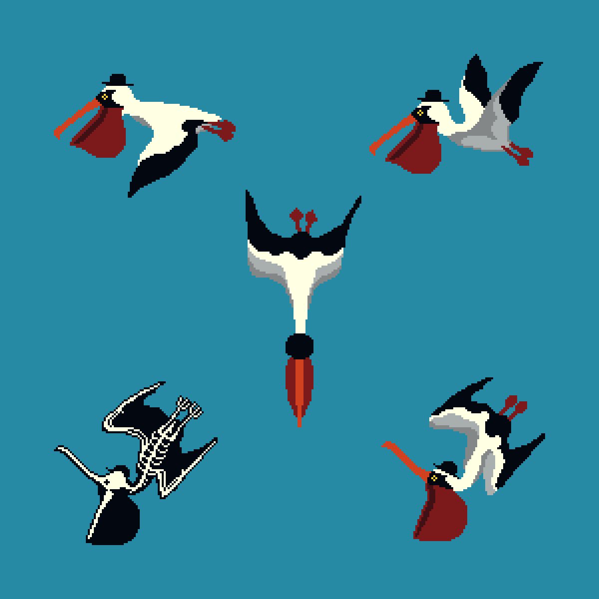[OC] Pelican Sprites r/PixelArt