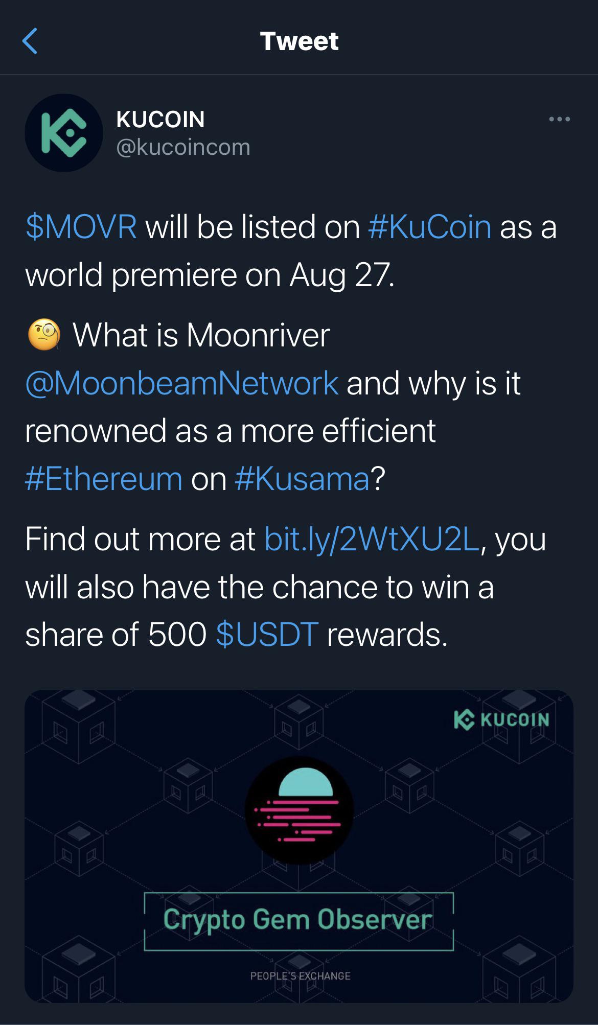 KuCoin listing 8/27 r/moonbeam