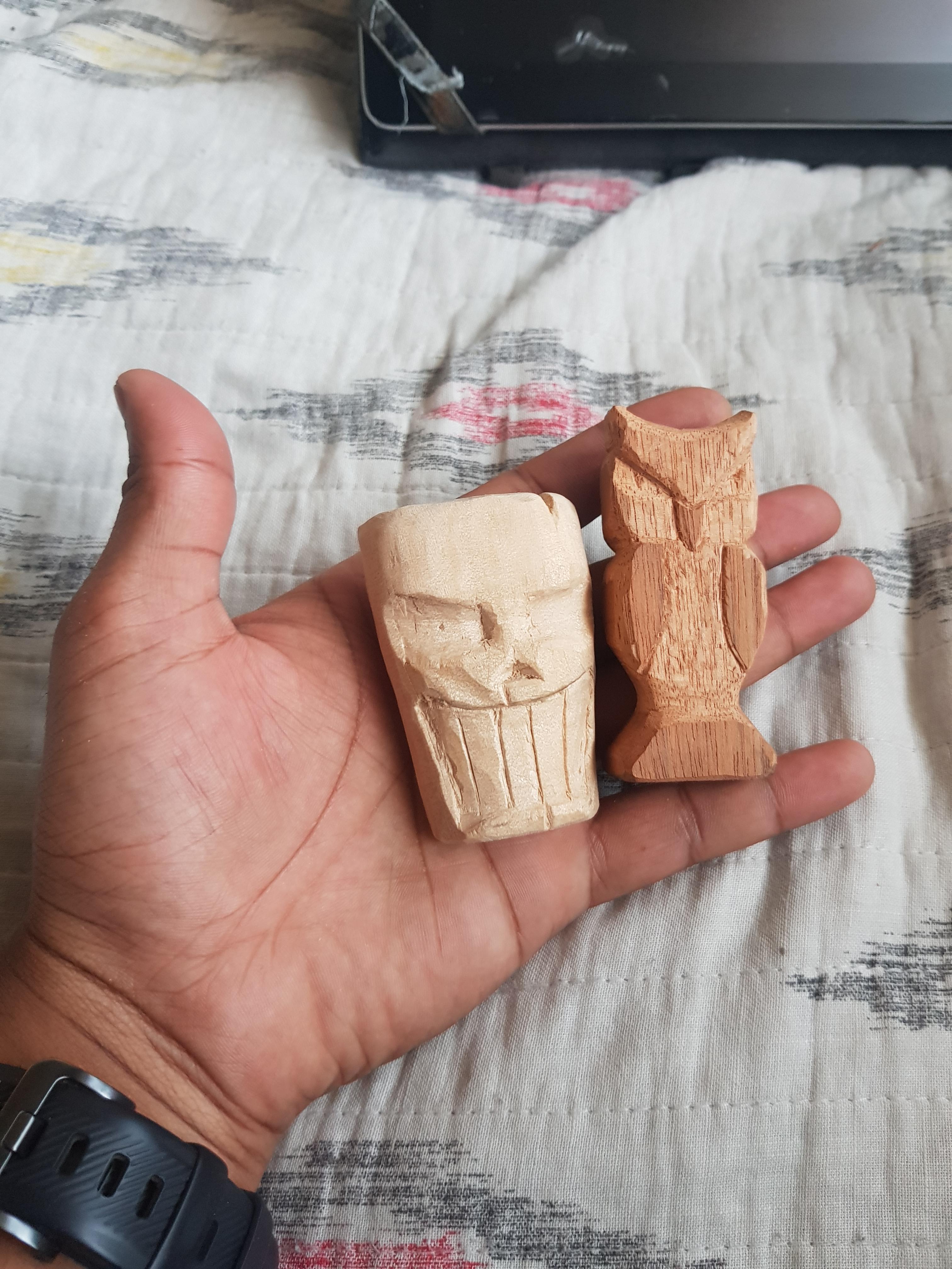 First two pieces I've carved out of scrap wood r/woodworking