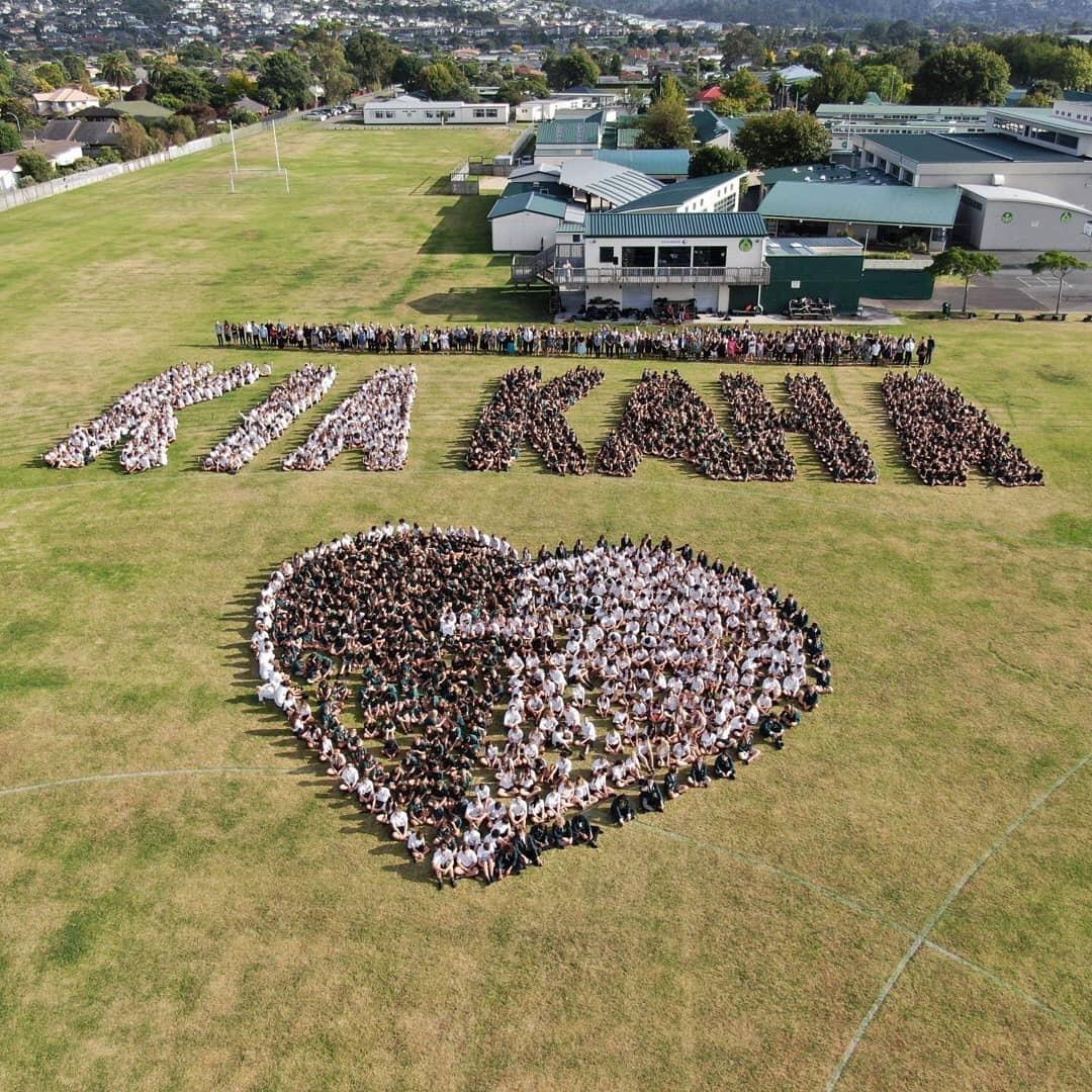 School in Auckland New Zealand showing support for the Christchurch