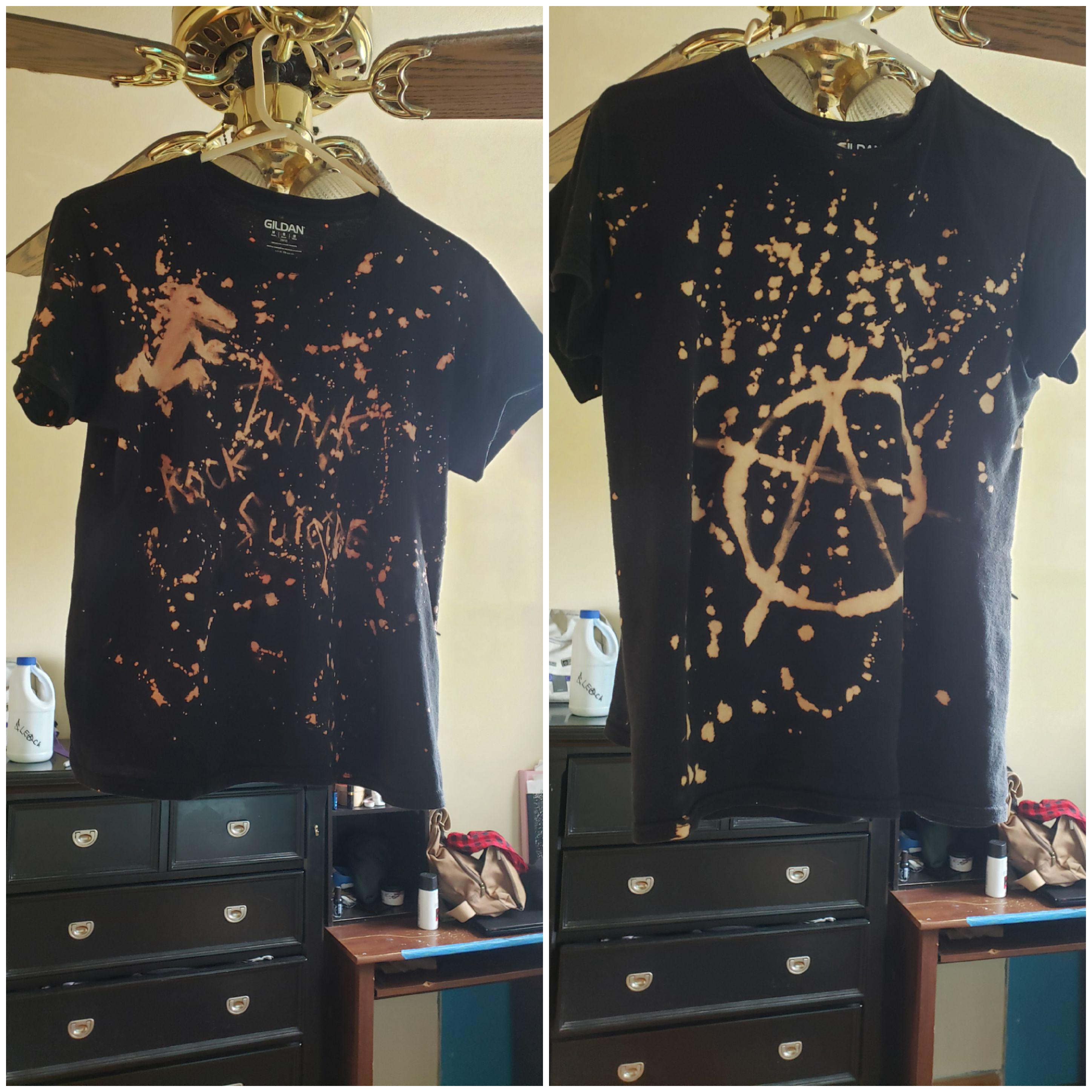two black Tshirts I made with bleach r/punk